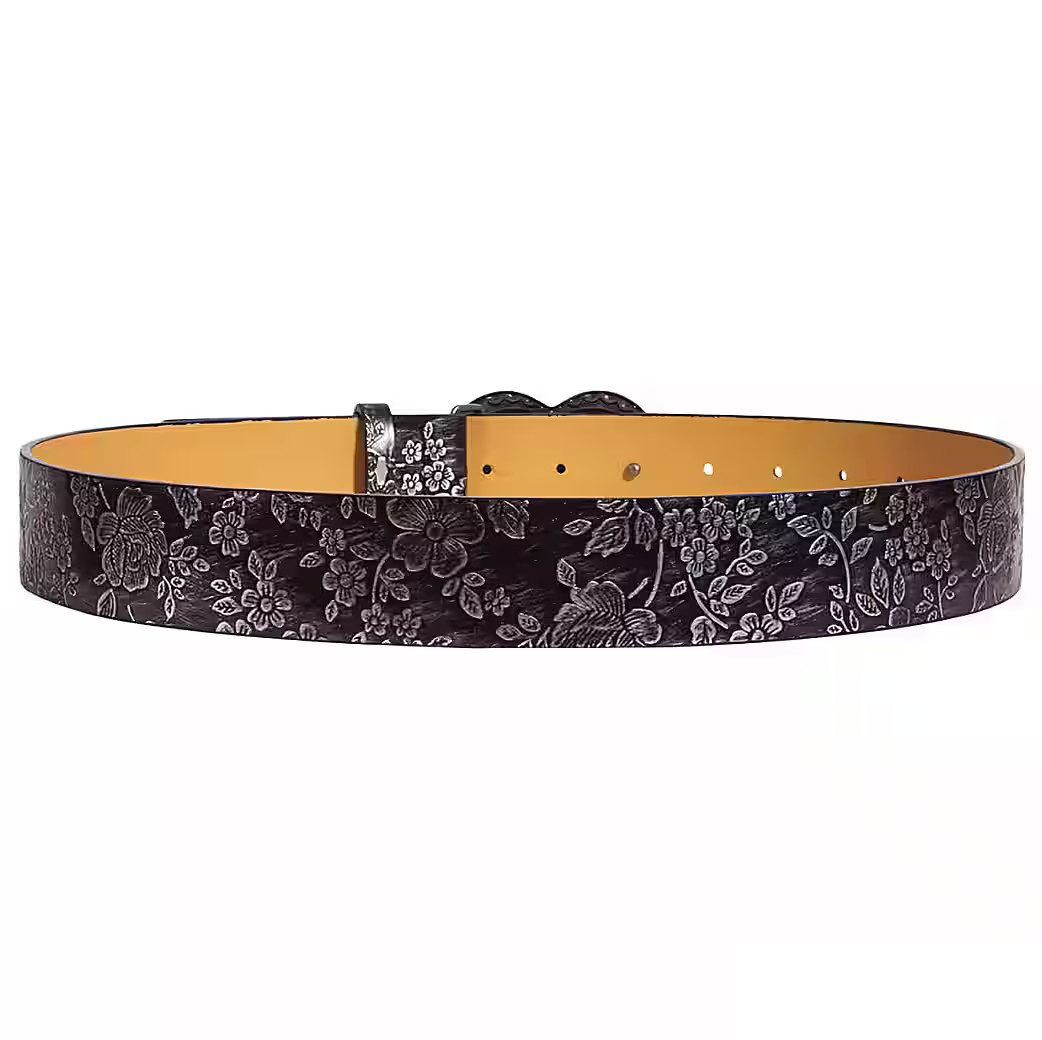 Ware aus aller Welt Koppelgürtel Modischer Damengürtel mit Metallschnalle floralem Western Muster