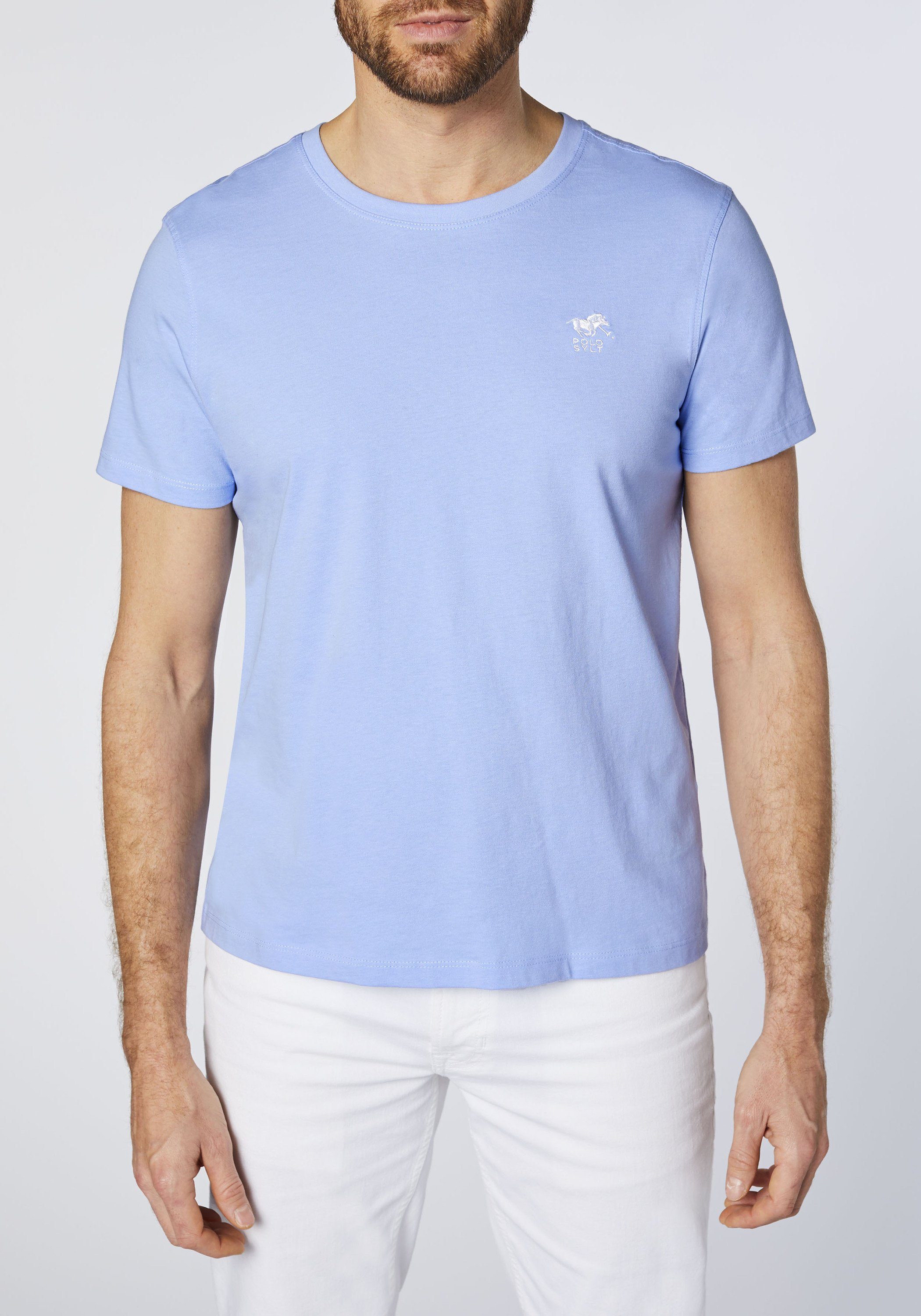 Brunnera Sylt T-Shirt mit Logo-Symbol gesticktem Polo Blue