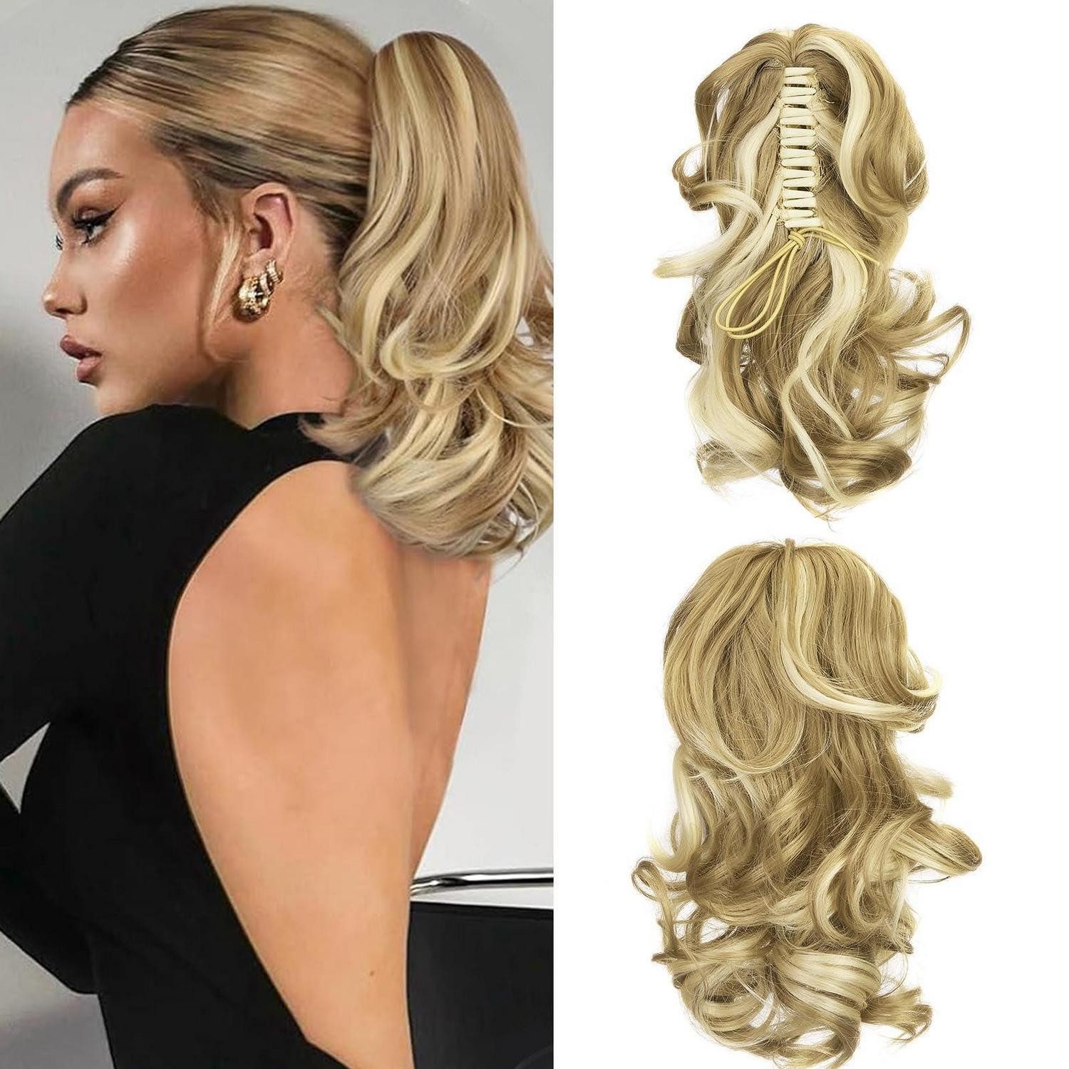 LuxusKollektion Kunsthaar-Extension Pferdeschwanz Haarteil Zopf 35 cm 110g Sandy Blonde&Gebleichtes Blond