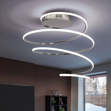 WOFI LED Deckenleuchte, LED-Leuchtmittel fest verbaut, Warmweiß, LED Deckenlampe Wohnzimmerleuchte dimmbar Deckenleuchte Spirale chrom