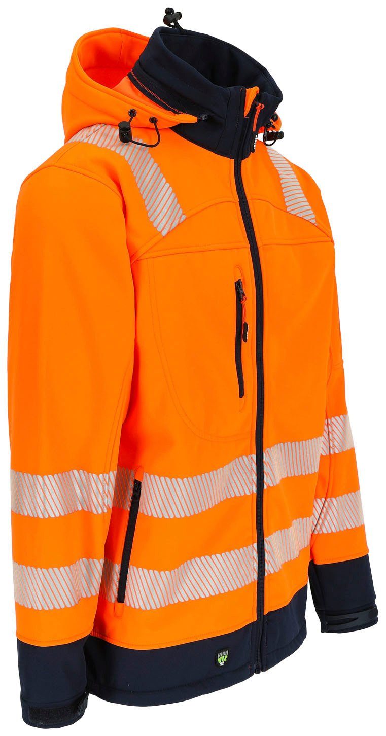 Herock Softshelljacke Gregor HIGH VIZ wasserabweisend abtrennbarer orange Atmungsaktiv, und Kapuze winddicht mit