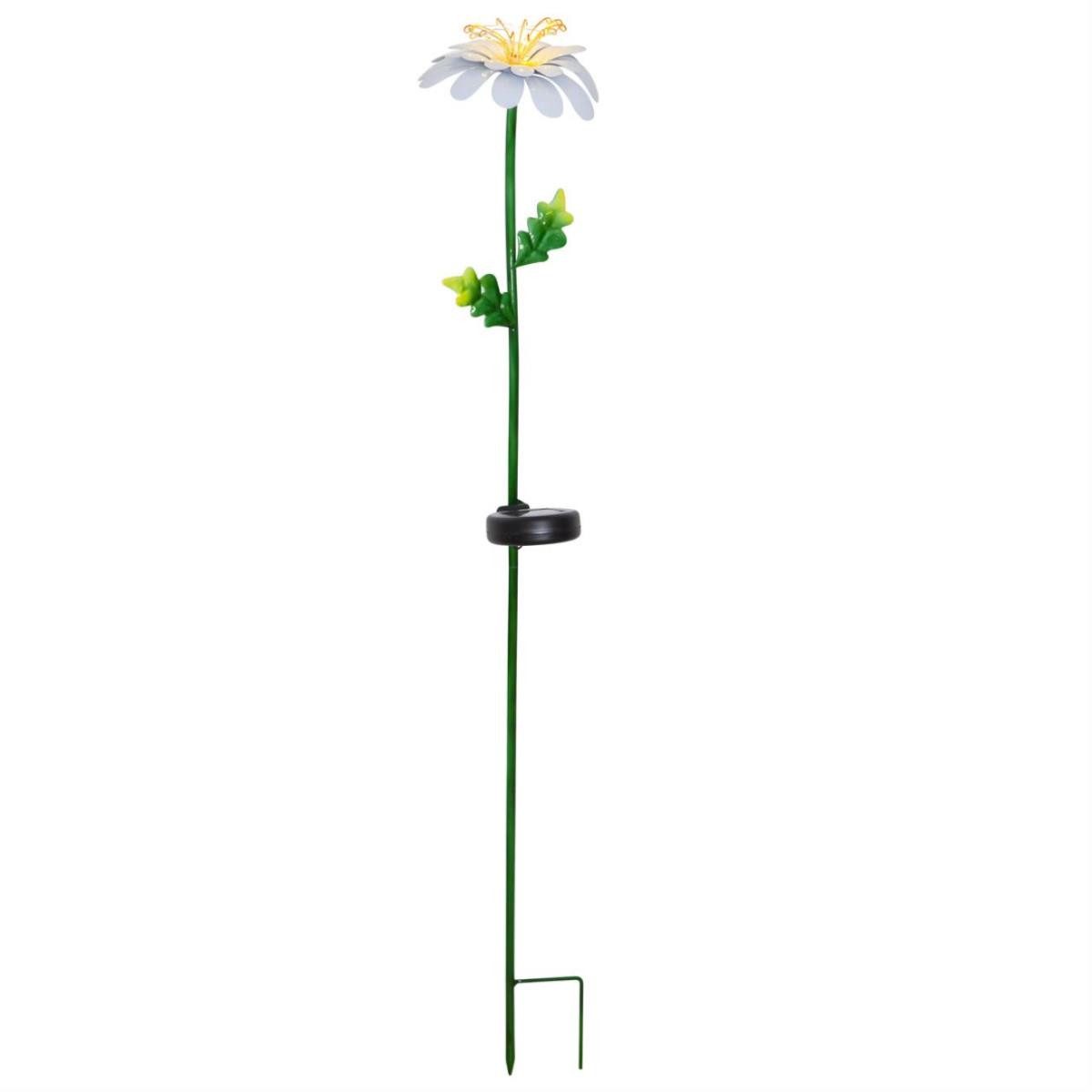 STAR TRADING LED Solarleuchte LED Gartenleuchte Gänseblümchen Solarstab 10 Dew Drop LED 77cm Sensor, LED Classic, warmweiß (2100K bis 3000K)
