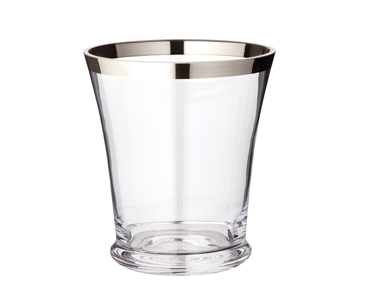 EDZARD Dekovase Reuben, Vase für Pampasgras und Blumen, Glasvase, Deko, Platinrand, Ø 20cm