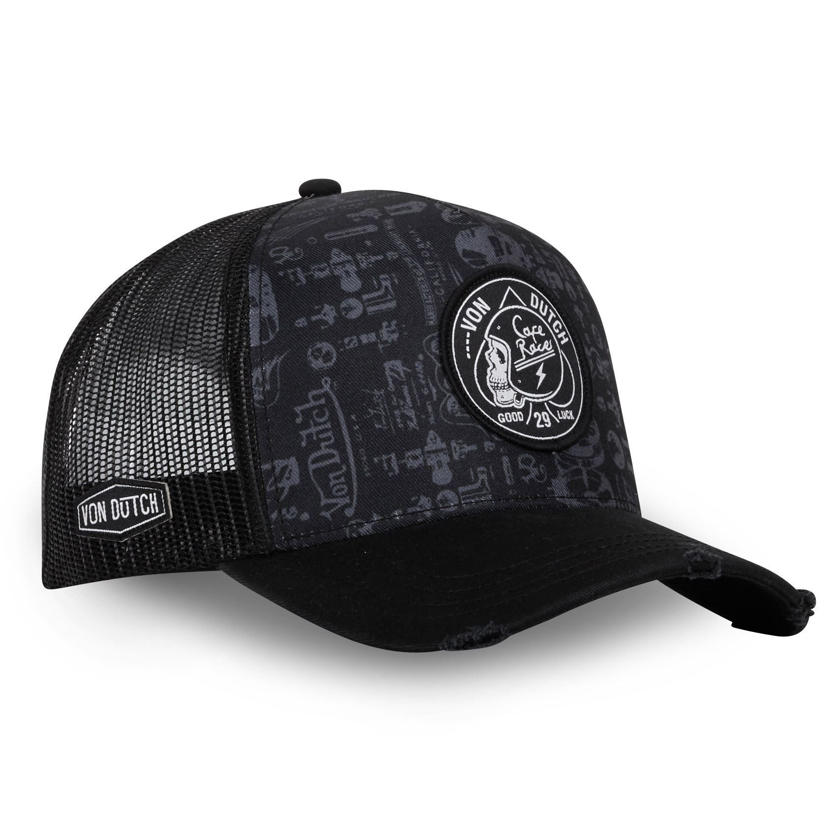 Von Dutch Trucker Cap Von Dutch Originals Trucker Cap - Skull Logo Patch (Basecap, Basecap, Meshcap, Trucker Kappe) Used-Look