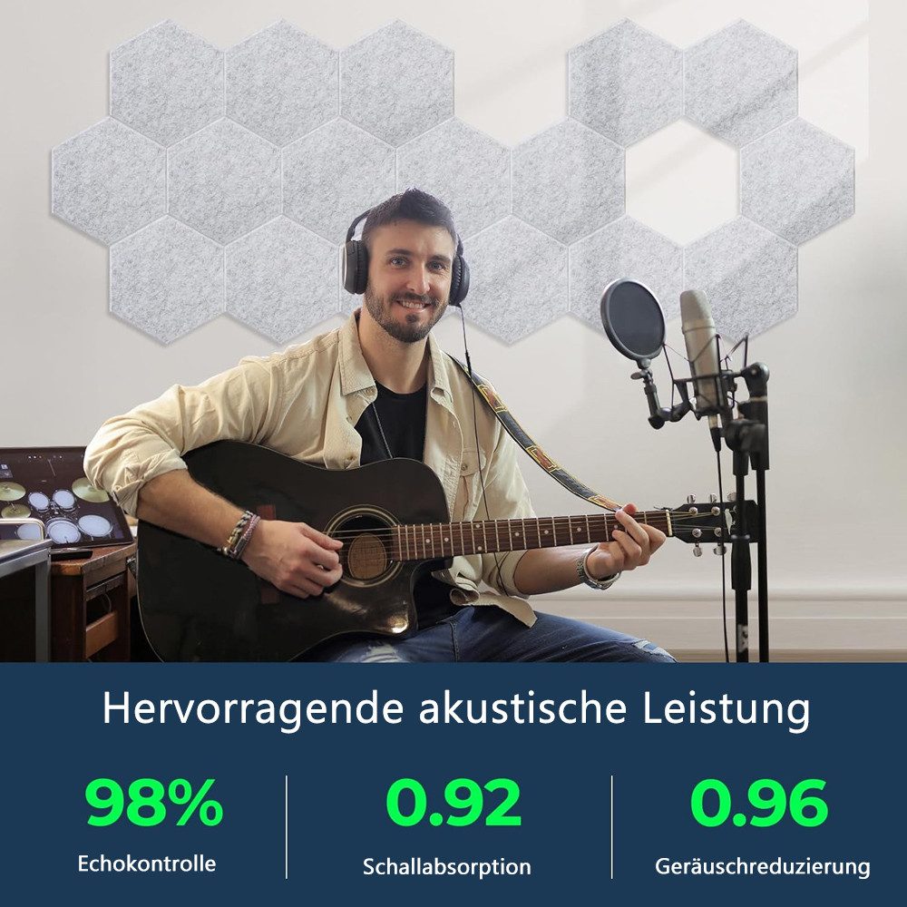 TUWENA Akustikplatte Akustikpaneele selbstklebend 18 Stücke, Schallschutz für Wände & Türen