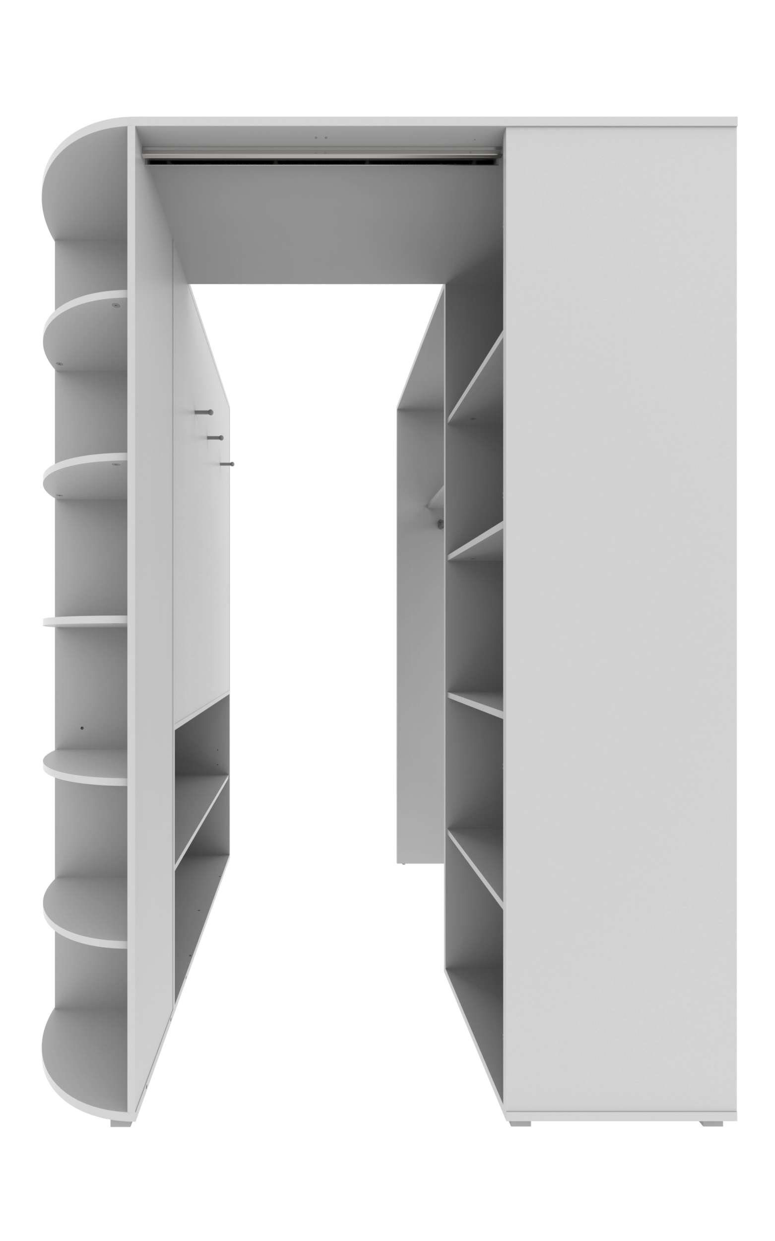 Weiß aus für Design mit Eiche viel Kinderschrank) Stauraum, Kinder Falttüren Sägerau (Kleiderschrank, Eckkleiderschrank Holzwerkstoff, mit Modern, - Mehrzweckschrank, Lio Stylefy