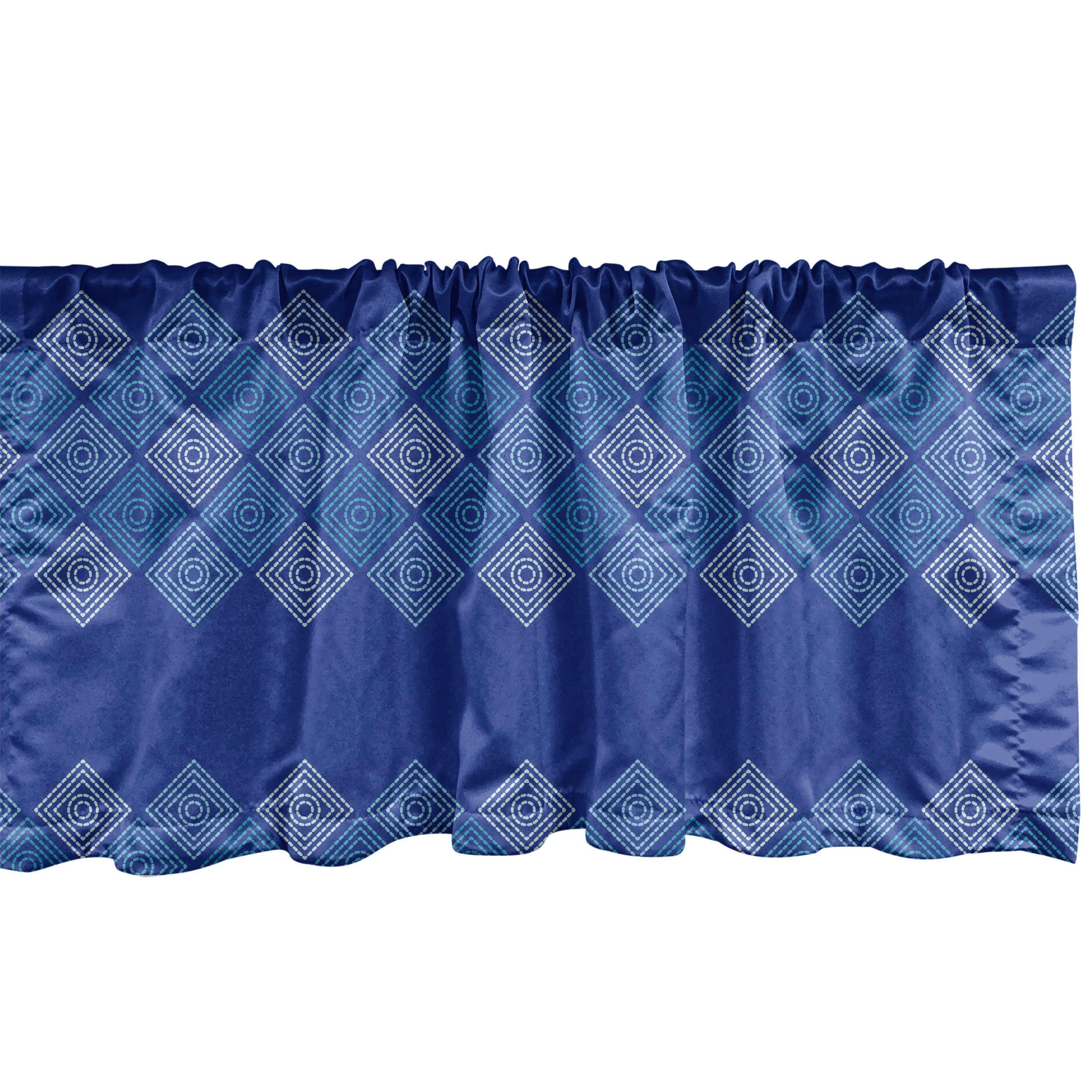 Scheibengardine Vorhang Volant für Küche Schlafzimmer Dekor mit Stangentasche, Abakuhaus, Microfaser, Abstrakt Diagonal Squares Motiv