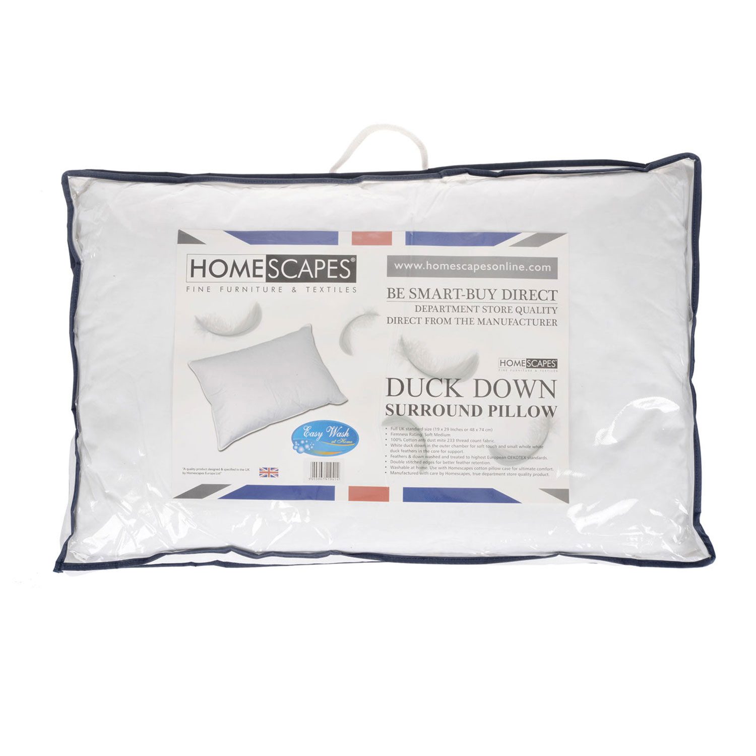 Homescapes Federkissen 3-Kammer-Kopfkissen 48 x 74 günstig online kaufen