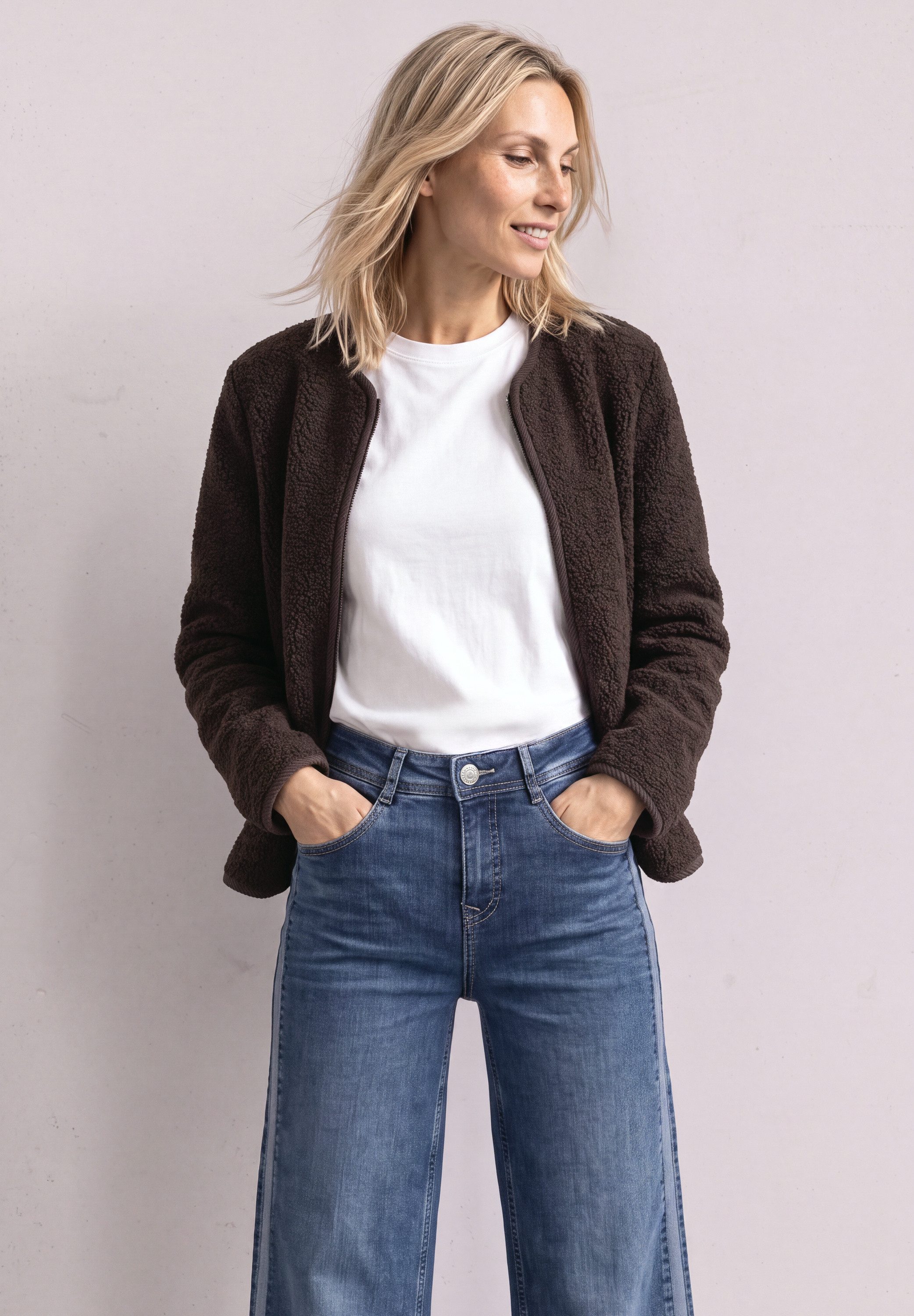 STREET ONE Fellimitatjacke mit innerem wärmendem Teddyfell