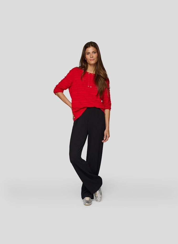 Rabe T-Shirt Mohnrot mit Zugband-Details