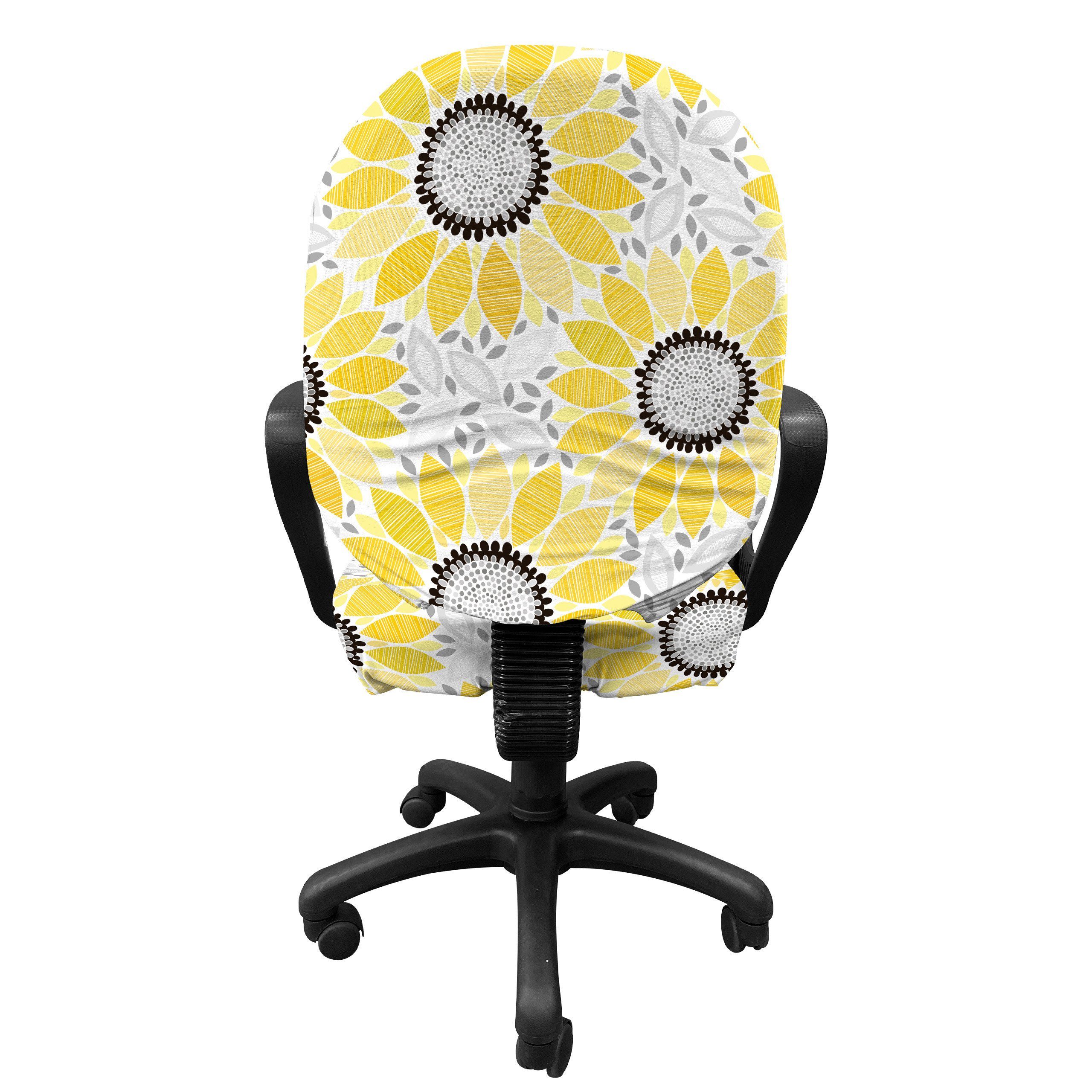 Bürostuhlhusse dekorative Schutzhülle Stretchgewebe, Sun-Blumen-Natur-Kunst Gelb aus Abakuhaus