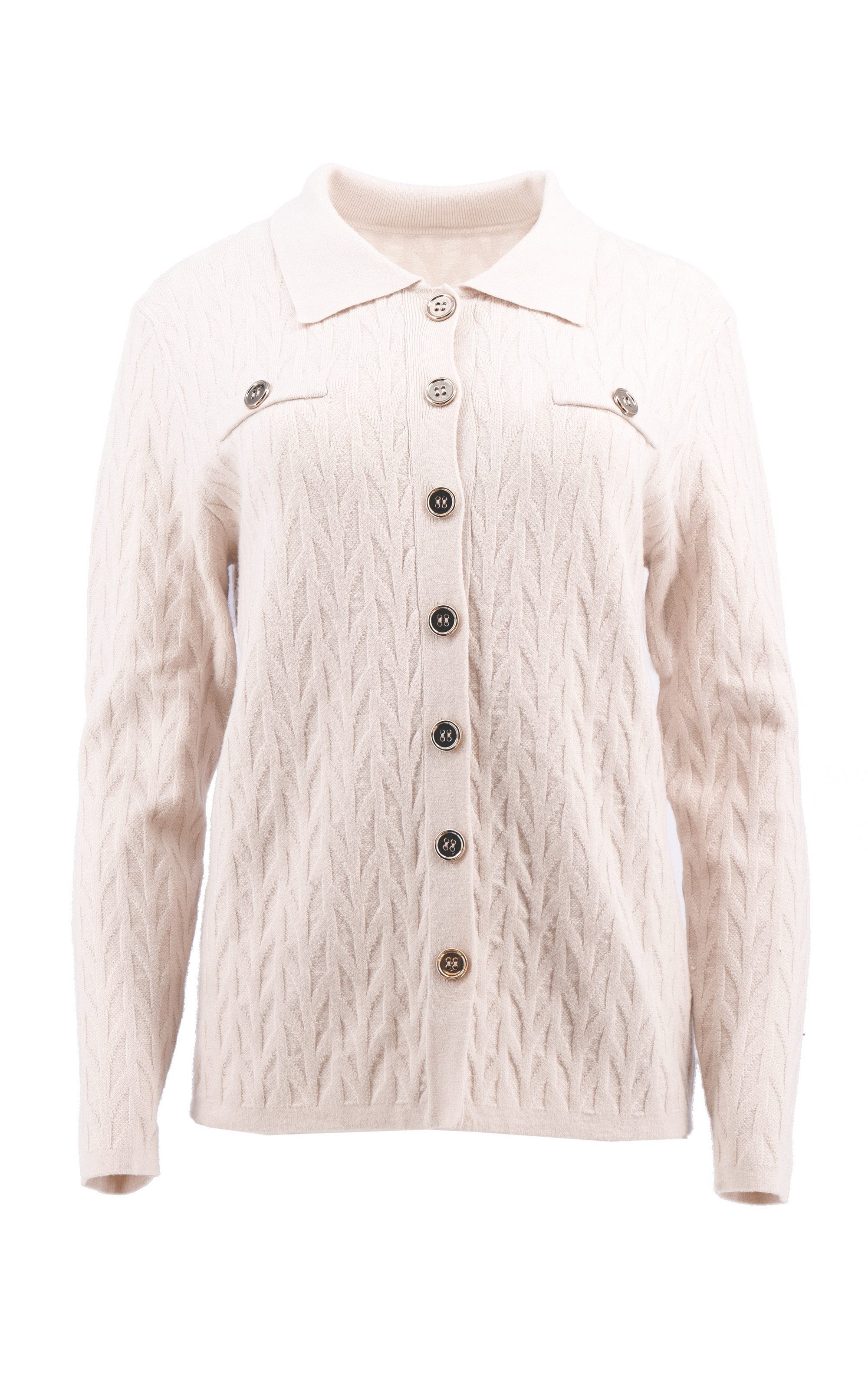Passioni Strickjacke mit Kragen und Zopfmuster – Bild 3 von 3