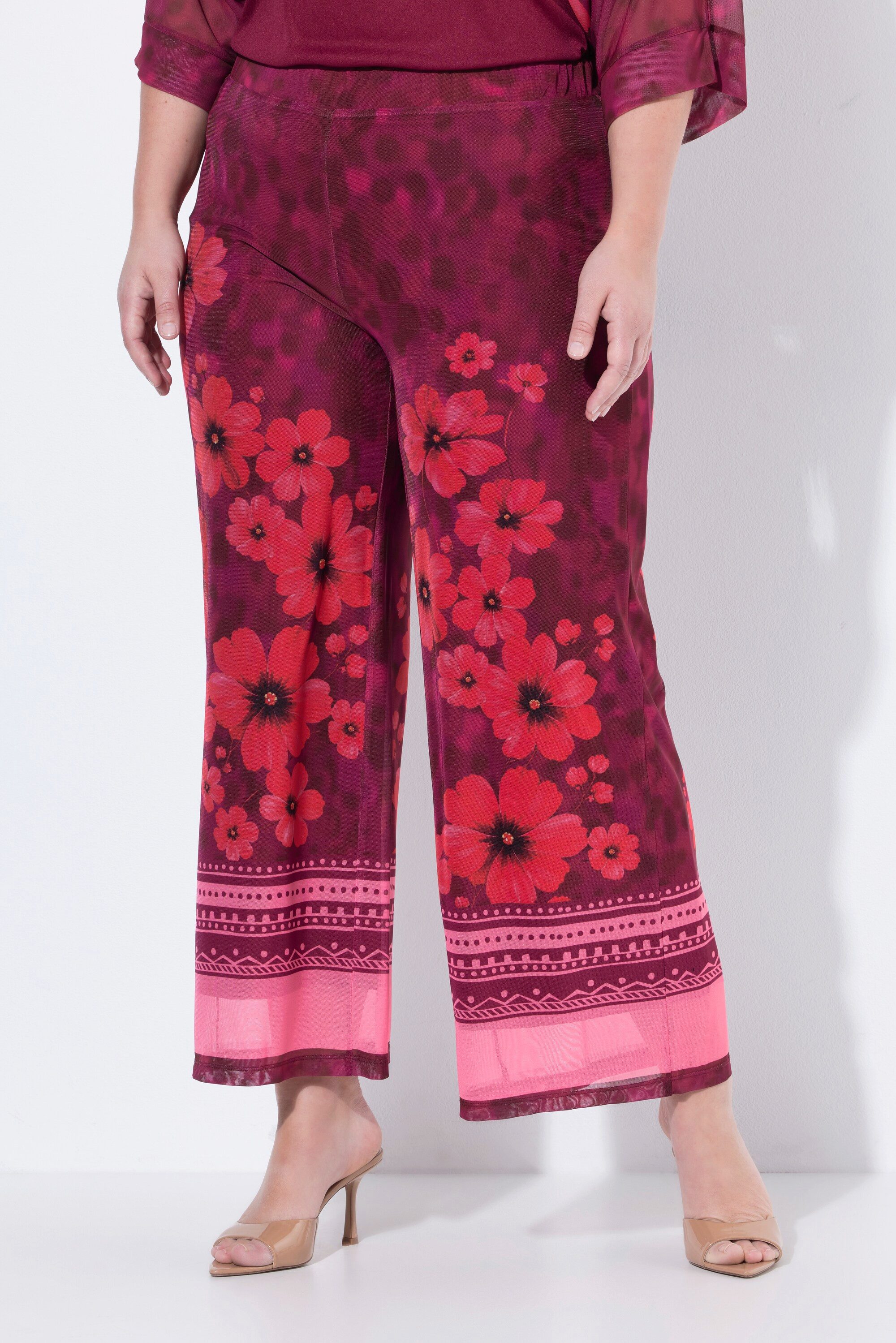 MIAMODA Funktionshose Mesh-Culotte gerades Bein Blumenmuster Elastikbund