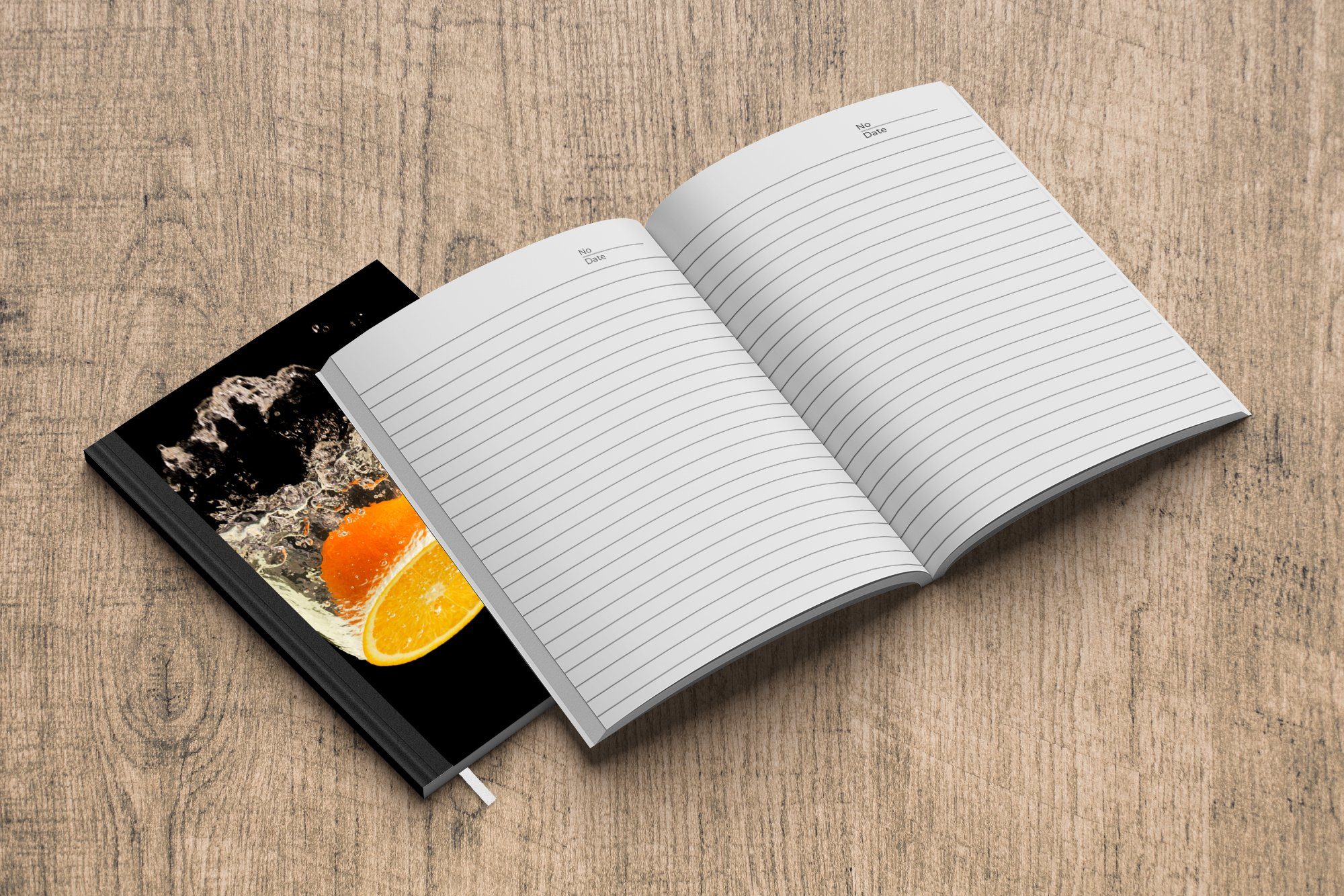 Seiten, Notizbuch Obst, Merkzettel, Journal, 98 Haushaltsbuch Tagebuch, Orange - Schwarz - - MuchoWow A5, Notizheft, Stillleben - Wasser