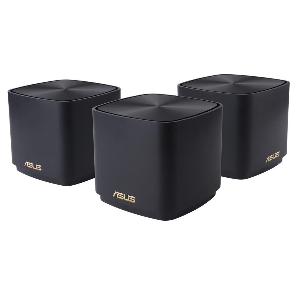 Asus ZenWiFi AX Mini (XD4) AX1800 3er Set WLAN-Router, Schwarz, AiMesh WLAN System, für bis zu 420m² WLAN-Abdeckung, AiProtection