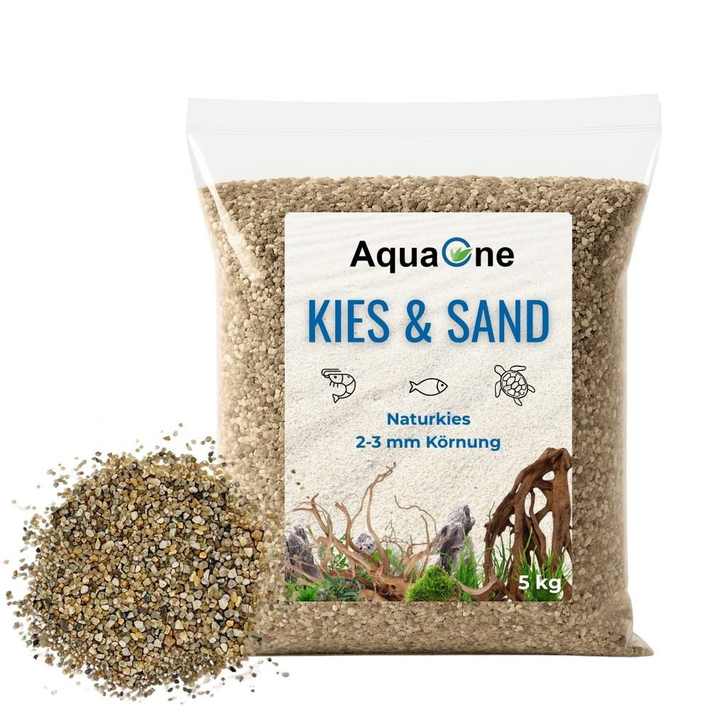 Aquaone Aquarienkies 5 kg Naturkies Beige Mittel (2-3 mm) – Premium Bodengrund für Aquarien
