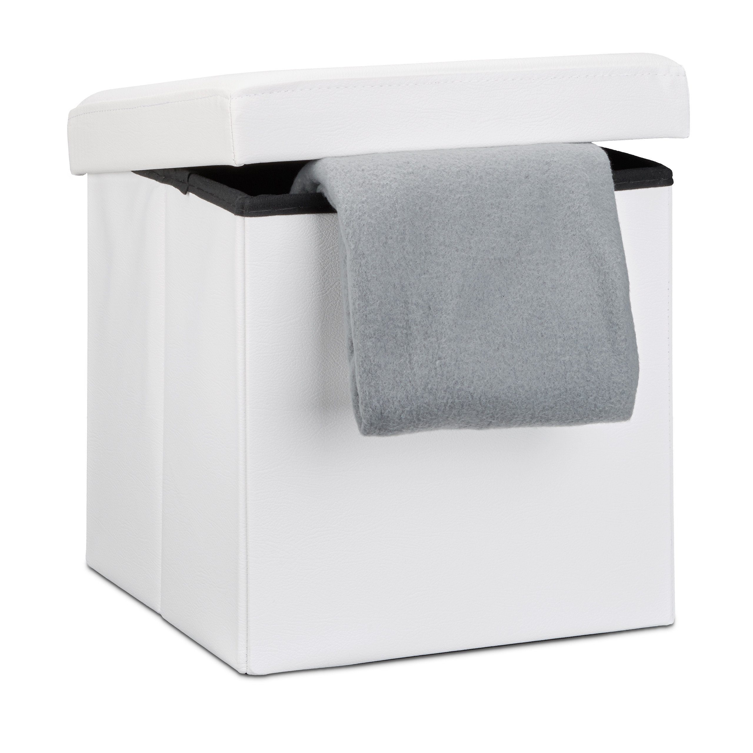 relaxdays Sitzhocker Faltbarer Sitzhocker Kunstleder, Weiß günstig online kaufen