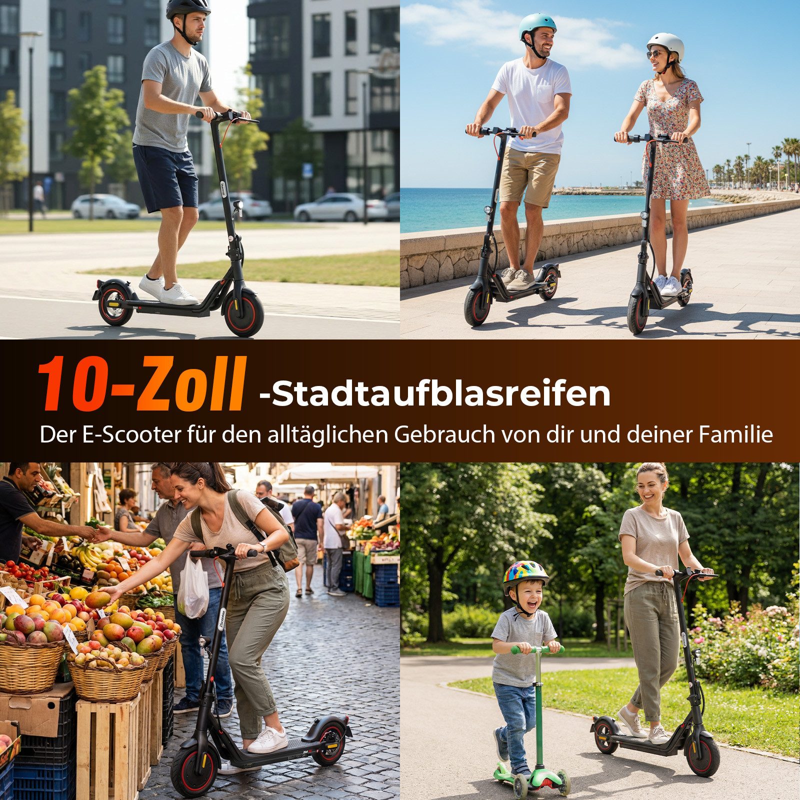 iscooter E-Scooter mit Straßenzulassung 10 Zoll Luftreifen,500W, (1 tlg), Nehmen Sie es mit ins Büro, in die U-Bahn usw – Bild 4 von 5