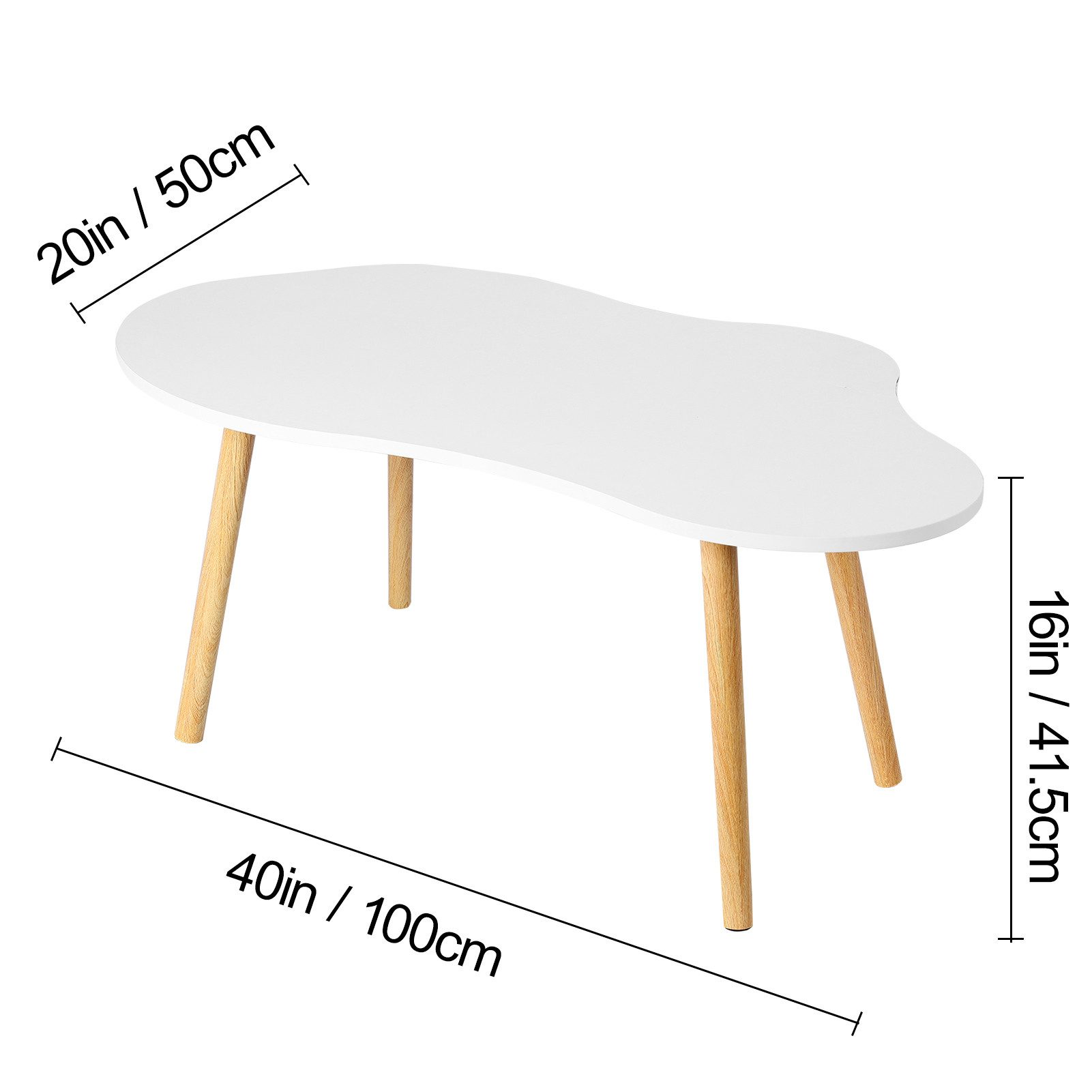 Rutaqian Couchtisch Wohnzimmer Tisch in Wolkenform, 100x50x41 cm Beistelltisch modern, Wolkenförmiger Couchtisch mit 68kg Tragkraft