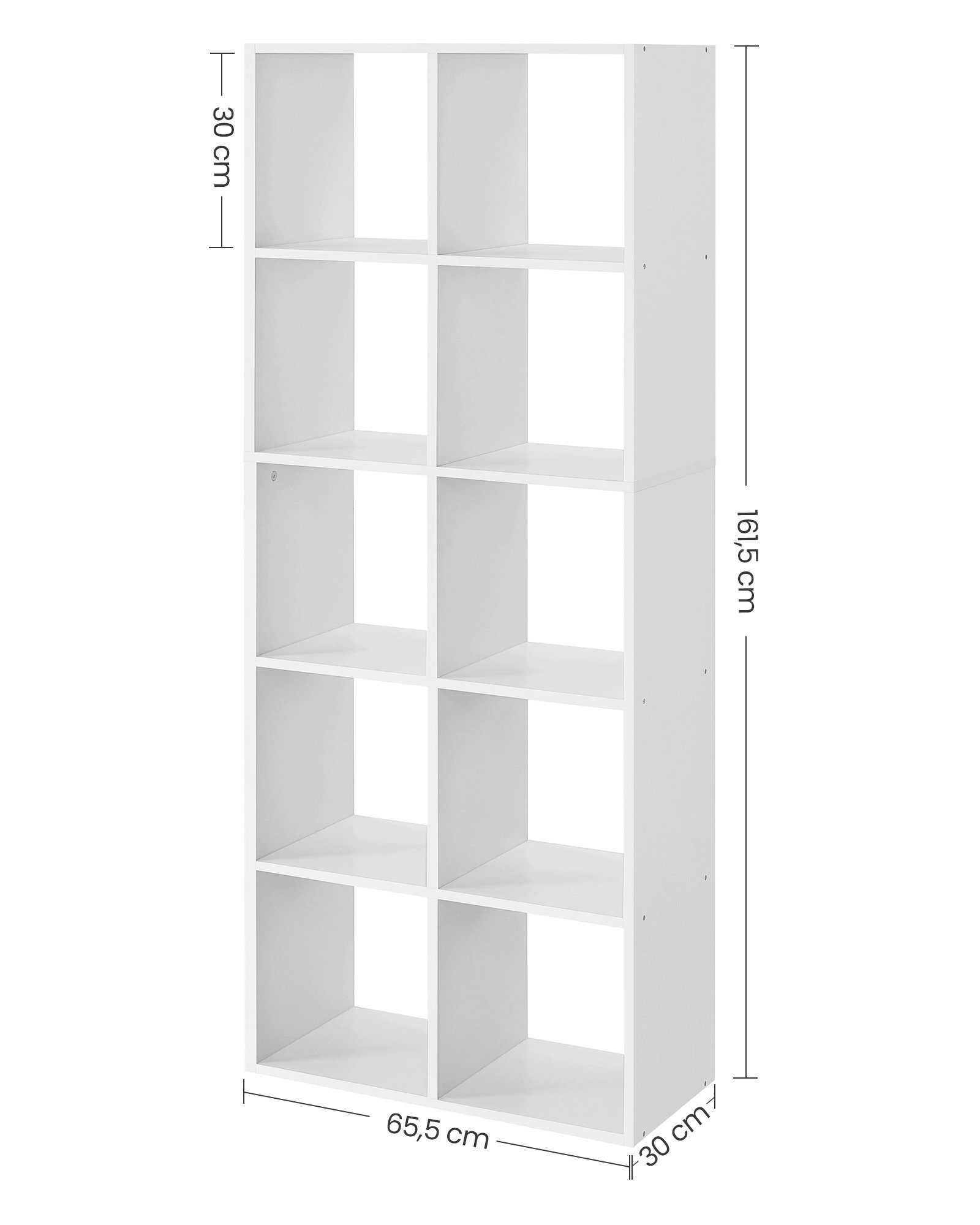 Bücherregal mit Stil skandinavischer Standregal, Fächern, 10 VASAGLE