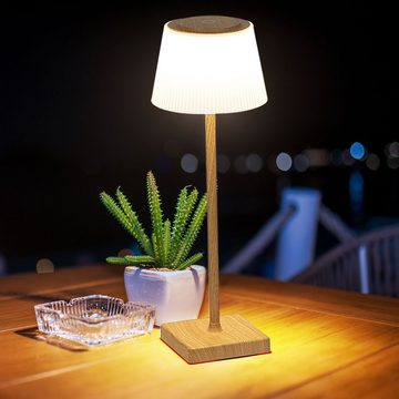 Globo LED Außen-Tischleuchte, Leuchtmittel inklusive, Kaltweiß, Warmweiß, Neutralweiß, Tageslichtweiß, Tischlampe Tischleuchte Außenlampe Touchdimmer Holzoptik Gartenlampe