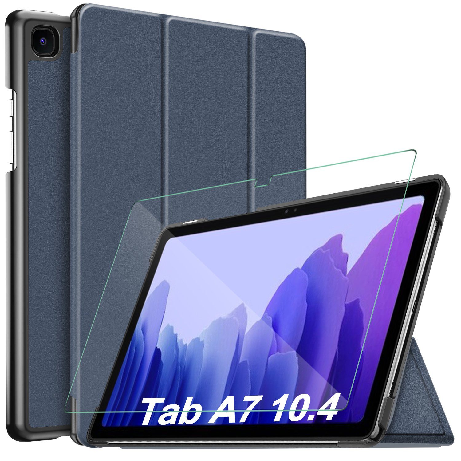 IVSO Tablet-Hülle Hülle Kompatibel mit Samsung Galaxy Tab A7 10.4 2020,  10.4 inch, Mit Panzerglas, Slim Hochwertiges PU Schutzhülle mit  Displayschutz Kompatibel mit