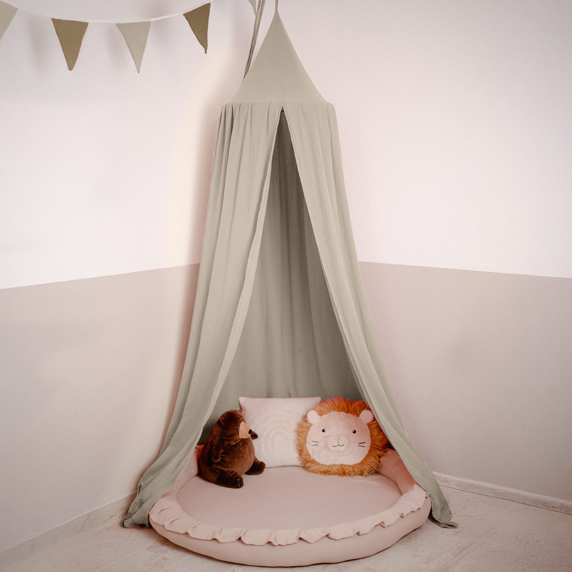 lilimaus Betthimmel Baldachin für Kinderzimmer aus 100% Musselin - handgenäht (1-tlg), Rückzugsort für Bett, Kuschelecke & Leseplatz - weicher Musselin