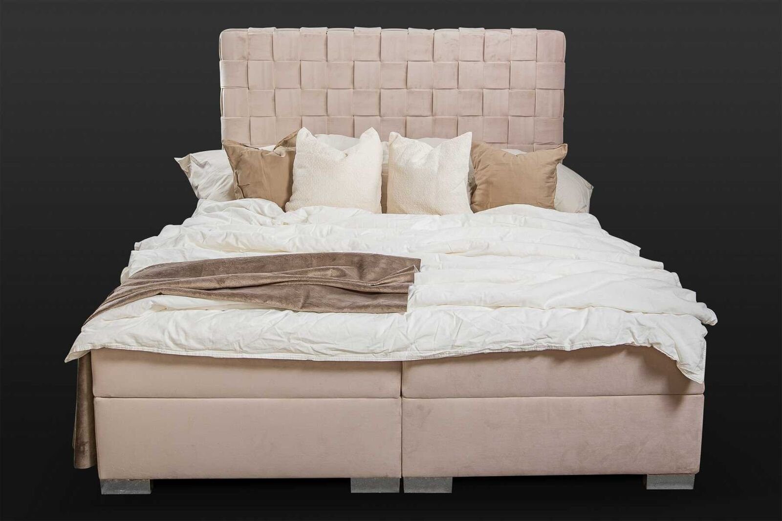 JVmoebel Bett 180x200 Polsterbett 1x Bett), (1-tlg., Luxus Made Europa Design Betten in Designer Beige Polster