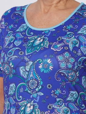 Belli Beaux Kurzarmbluse T-Shirt pflegeleicht mit Paisleydesign in Blautönen