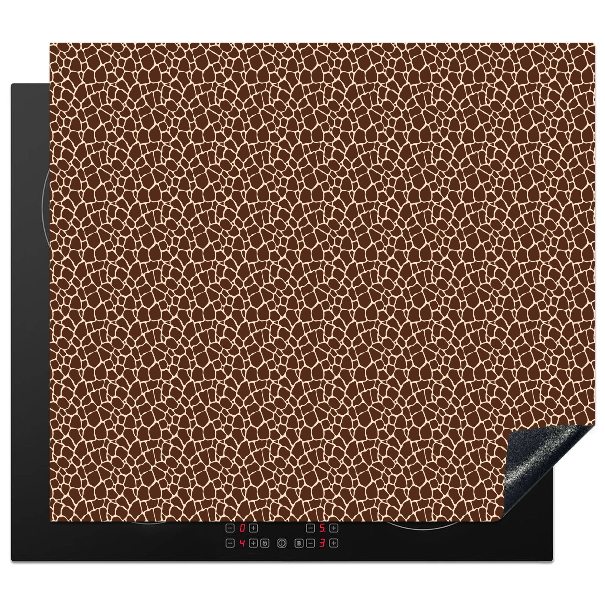 MuchoWow Herdblende-/Abdeckplatte Giraffe - Tiermotiv - Design, Vinyl, (1 tlg), 59x51 cm, Induktionsschutz, Induktionskochfeld, Ceranfeldabdeckung