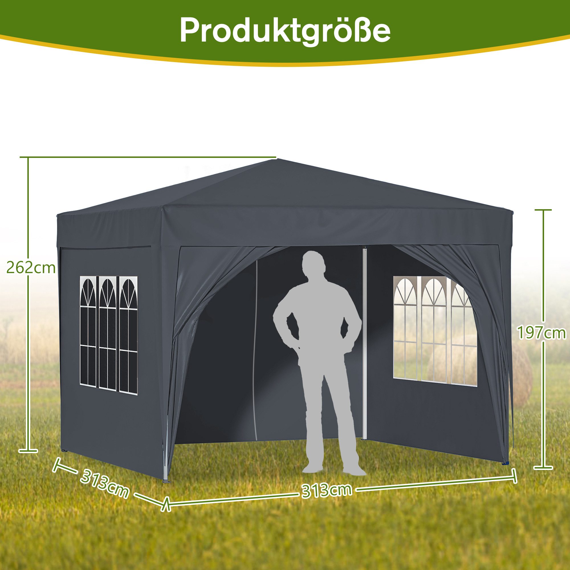 Thanaddo Faltpavillon 3×3m Pop-Up Faltpavillon,Gartenpavillon,faltbar Party günstig online kaufen