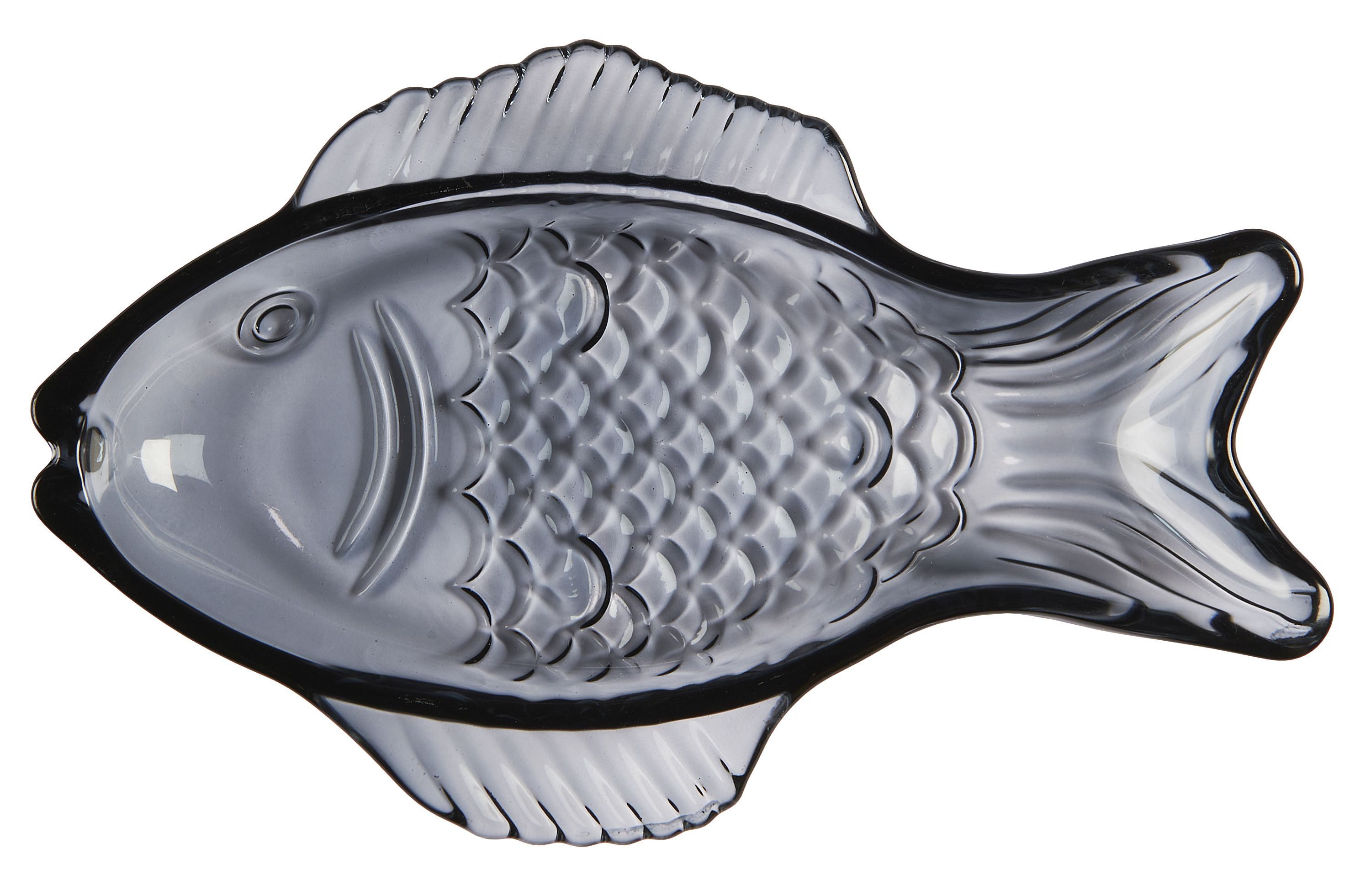 Ib Laursen Servierschale Ib Laursen Servierplatte Teller Schale L18,5cm Fisch Fischform Glas, Glas