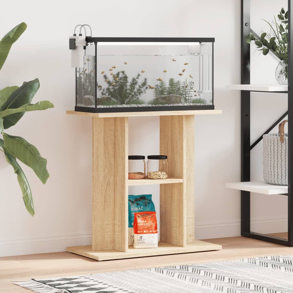 furnicato Aquariumunterschrank Aquariumständer 60x30x60 cm Sonoma-Eiche Aquariumschrank mit 3 Ablagen und praktischem Stauraum für Zubehör