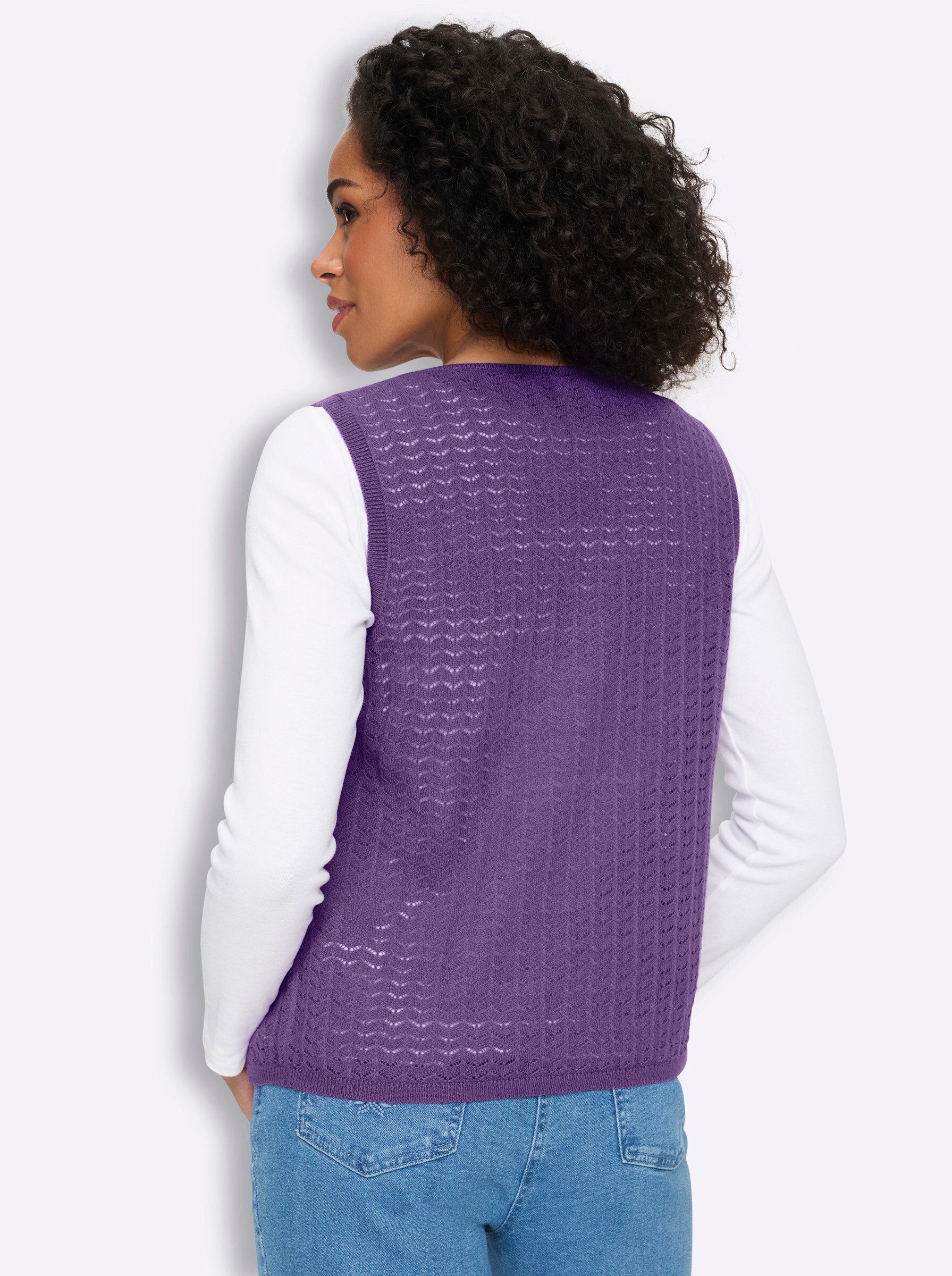 Sieh an! Strickweste Strickweste Ärmellos Ajour