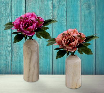 Spetebo Dekovase Holz Blumenvase 2er Set verschiedene Designs (Set, 1 St., 2er), Flasche Holzvase naturbelassen