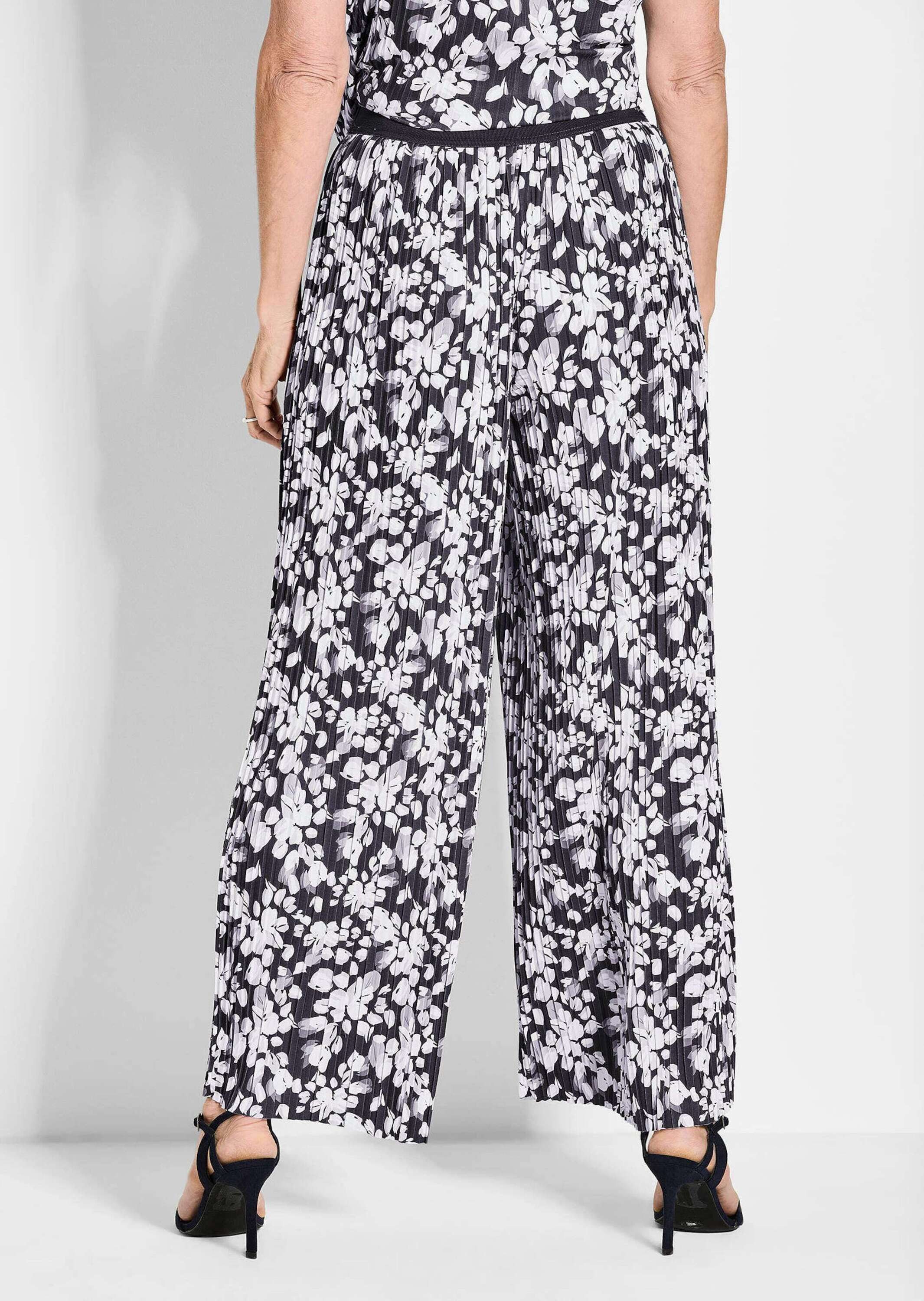 GOLDNER Schlupfhose Florale, elegante VERA Hose Weite, lange Hose mit Allover-Print, Rundum-Dehnbund