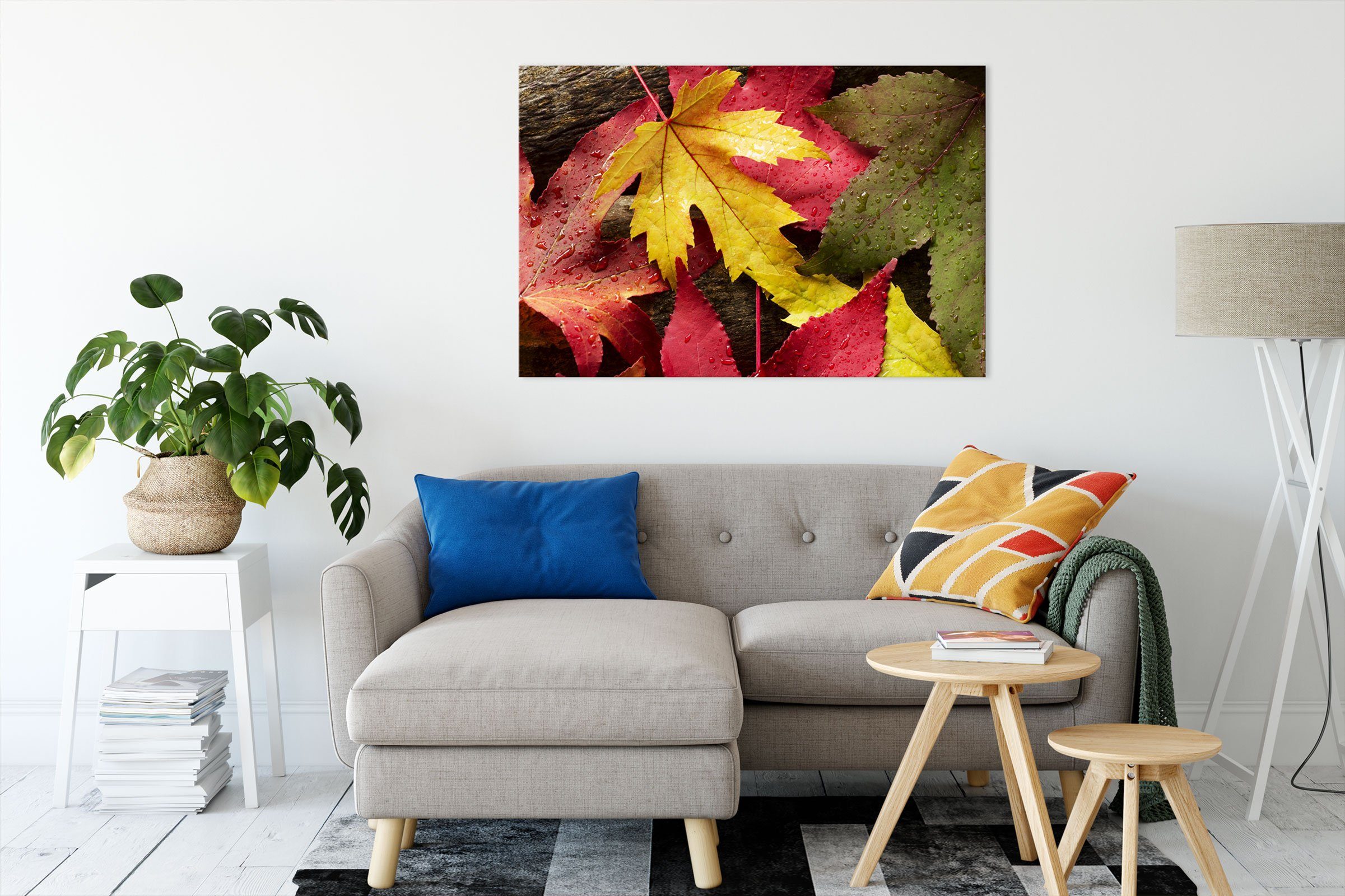 Pixxprint Leinwandbild Bunte Herbstblätter, Bunte Herbstblätter günstig online kaufen