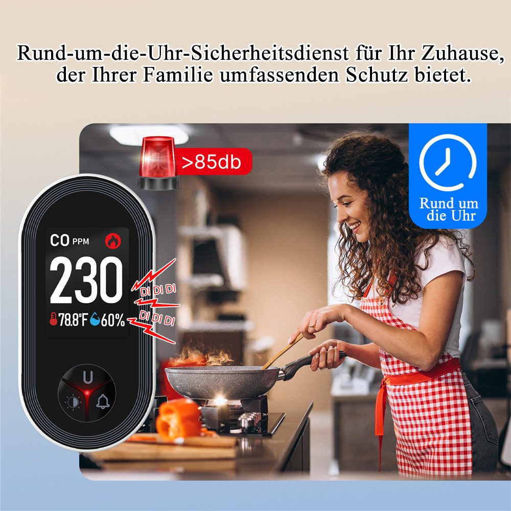 AFKSMILE Kohlenmonoxid- und Gasmelder mit Stecker, 4-in-1 CO-Melder für Zuhause CO-Melder (CO-Melder mit Temperatur- und Luftfeuchtigkeitssensor für Wohnmobile) – Bild 5 von 5