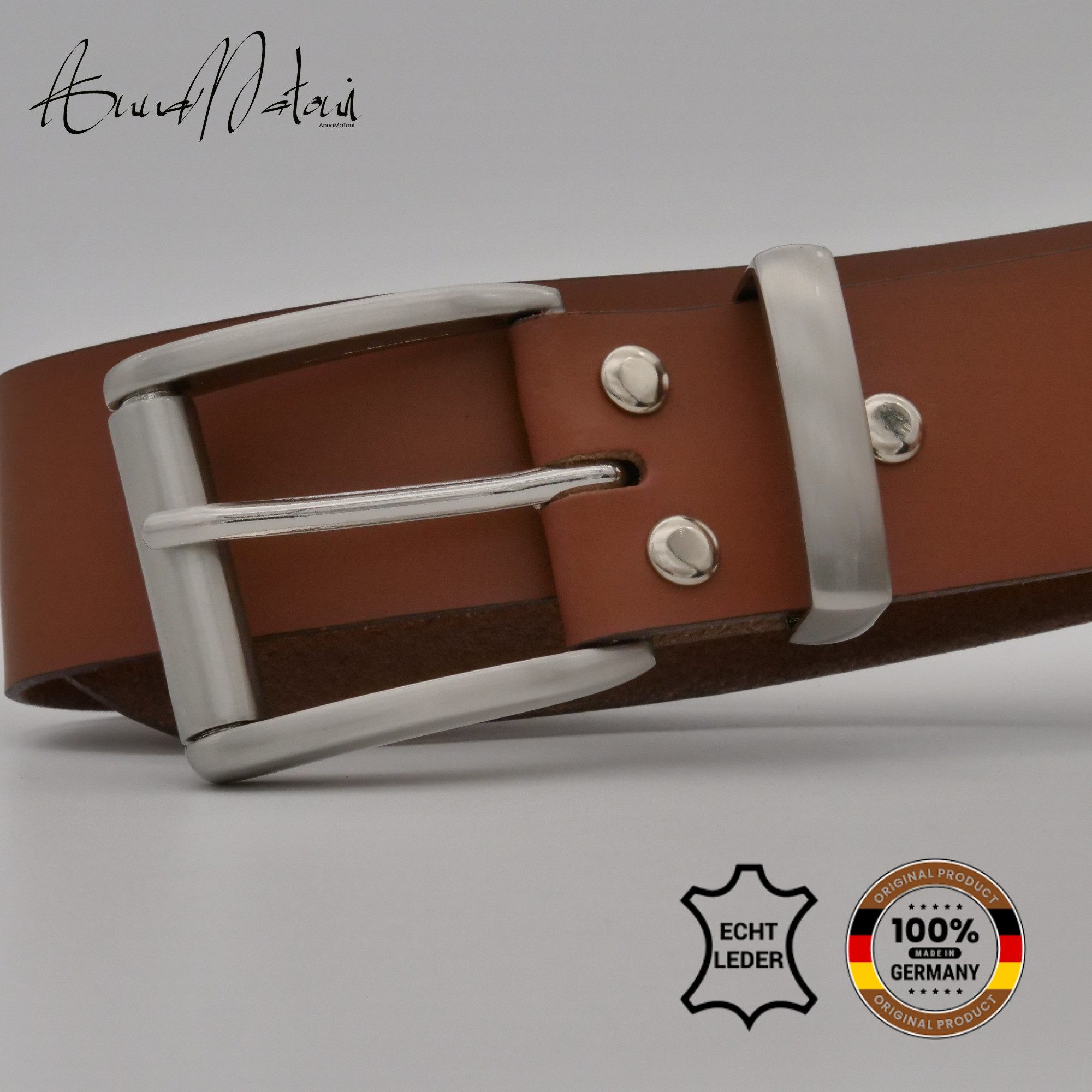 AnnaMatoni Ledergürtel AnnaMatoni Herren Ledergürtel Zeitloses Design Gürtel 4cm breit – Bild 3 von 4