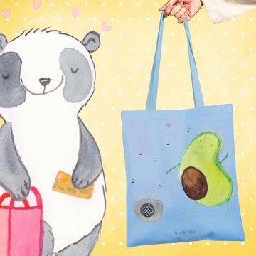 Mr. & Mrs. Panda Tragetasche Avocado Tanzen - Sky Blue - Geschenk, fröhlich, Gesund, Einkaufstasch (1-tlg), Design-Highlight