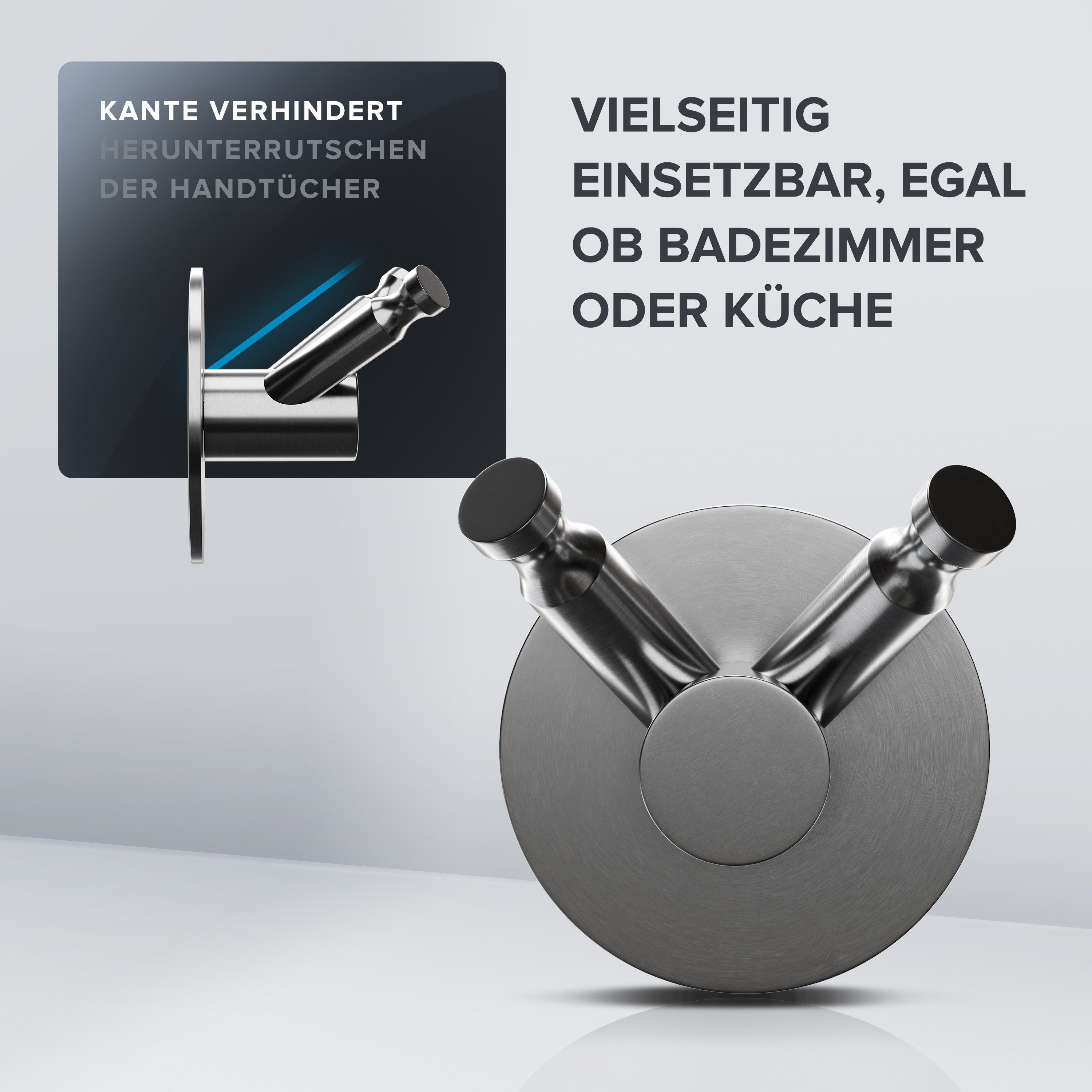 ovimar Handtuchhaken Hjelm, (1-St), aus Edelstahl in Silber zur Zum Kleben günstig online kaufen