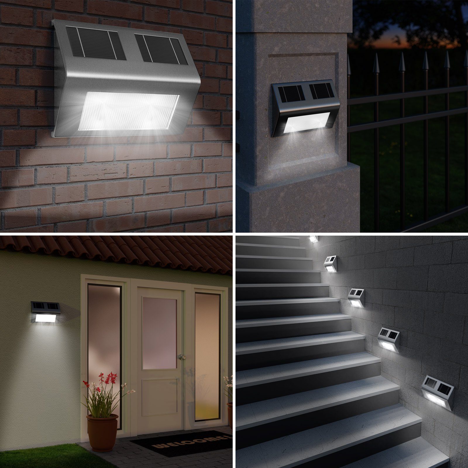 monzana LED Solarleuchte, Wandleuchte, Hängend Edelstahl günstig online kaufen
