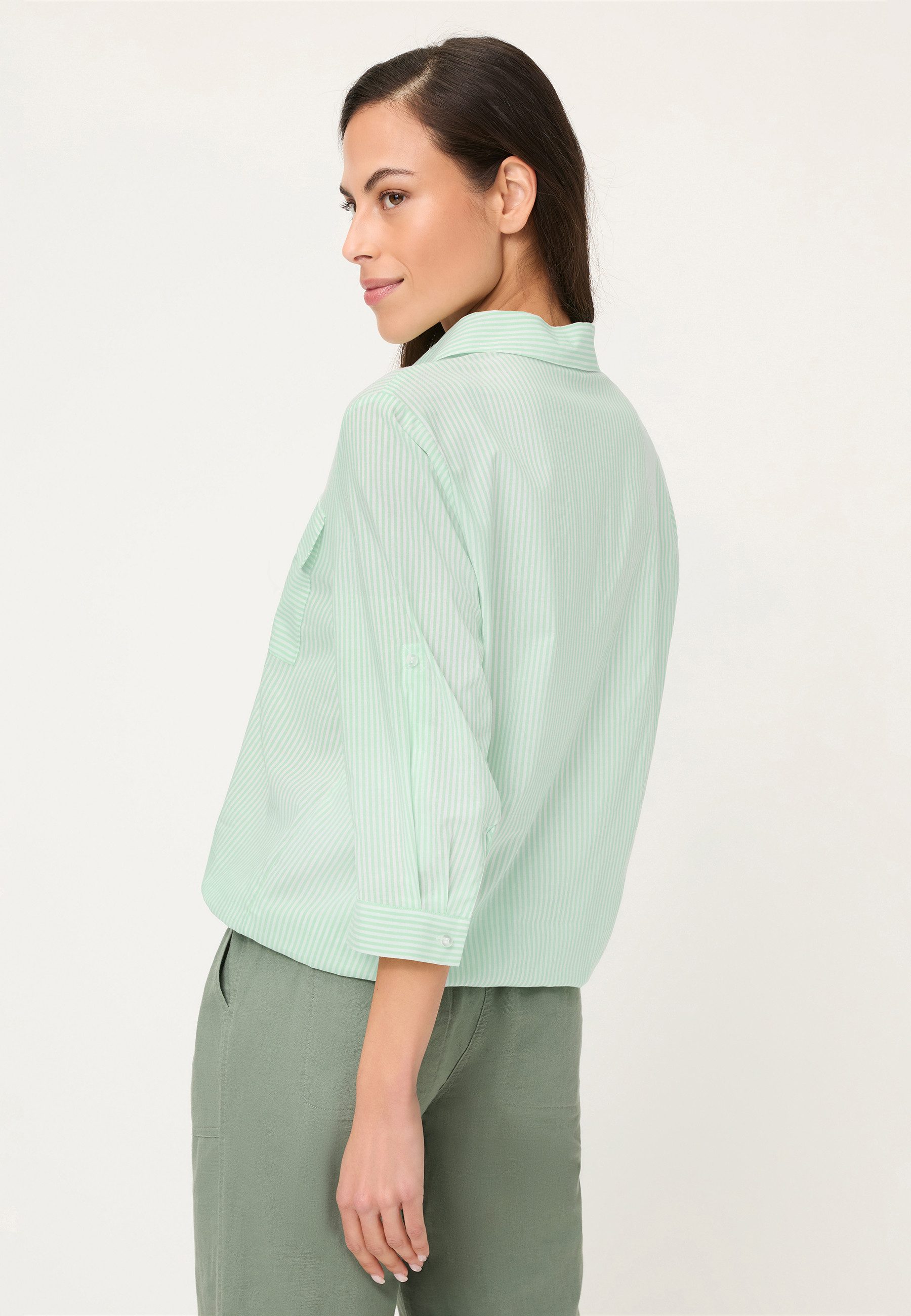 Olsen Hemdbluse mit Streifen und offenem Kragen – Bild 2 von 5