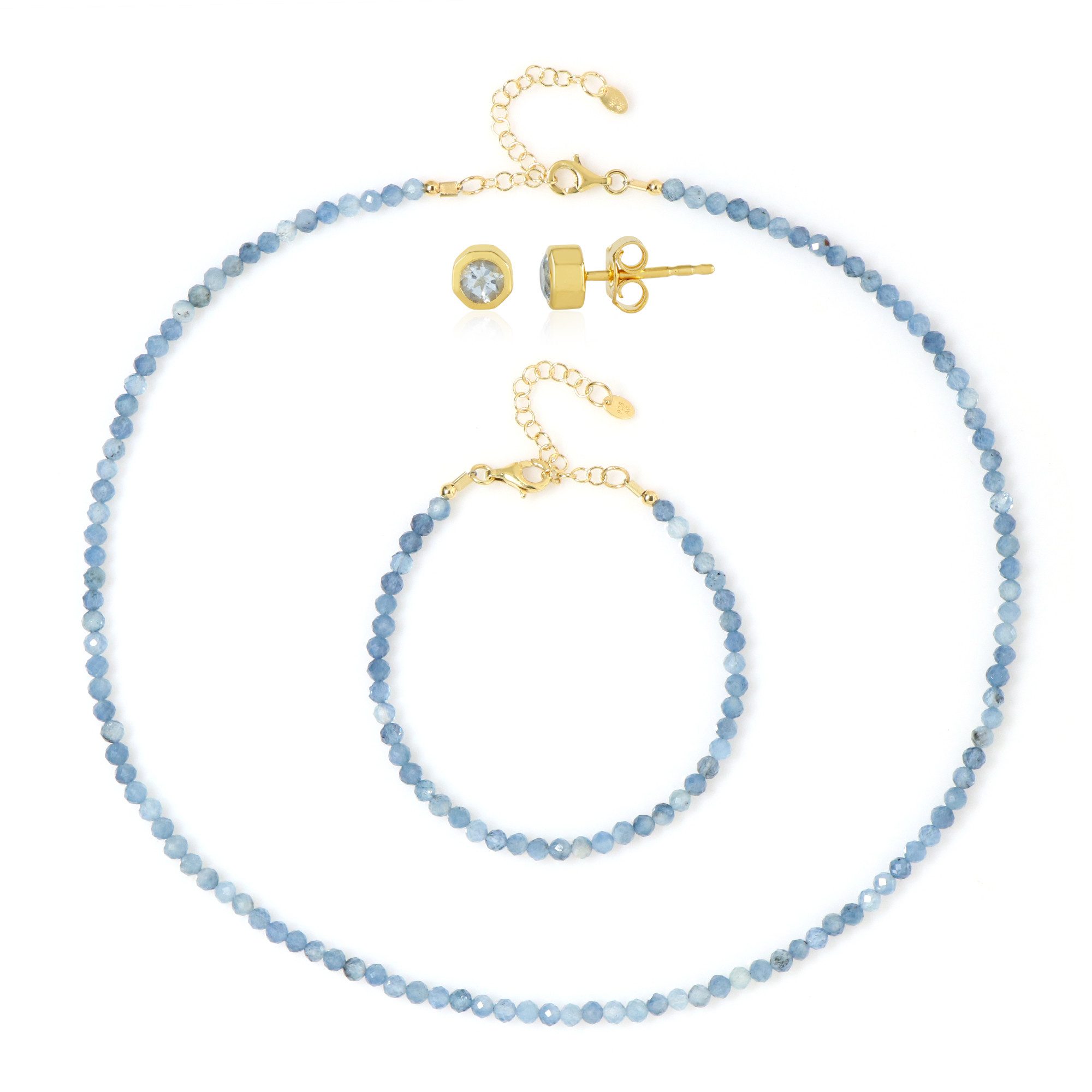 Cavill Schmuckset Aquamarin Vergoldetes Silber-Schmuckset (1-tlg)
