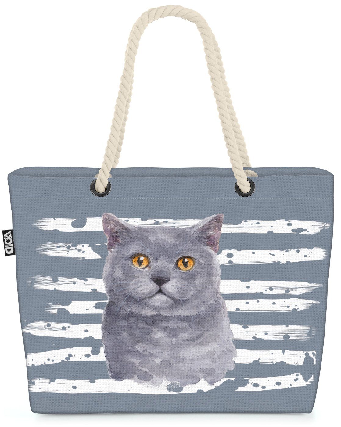 Tier Haustier grau Kurzhaar Strandtasche (1-tlg), VOID Katze Britisch
