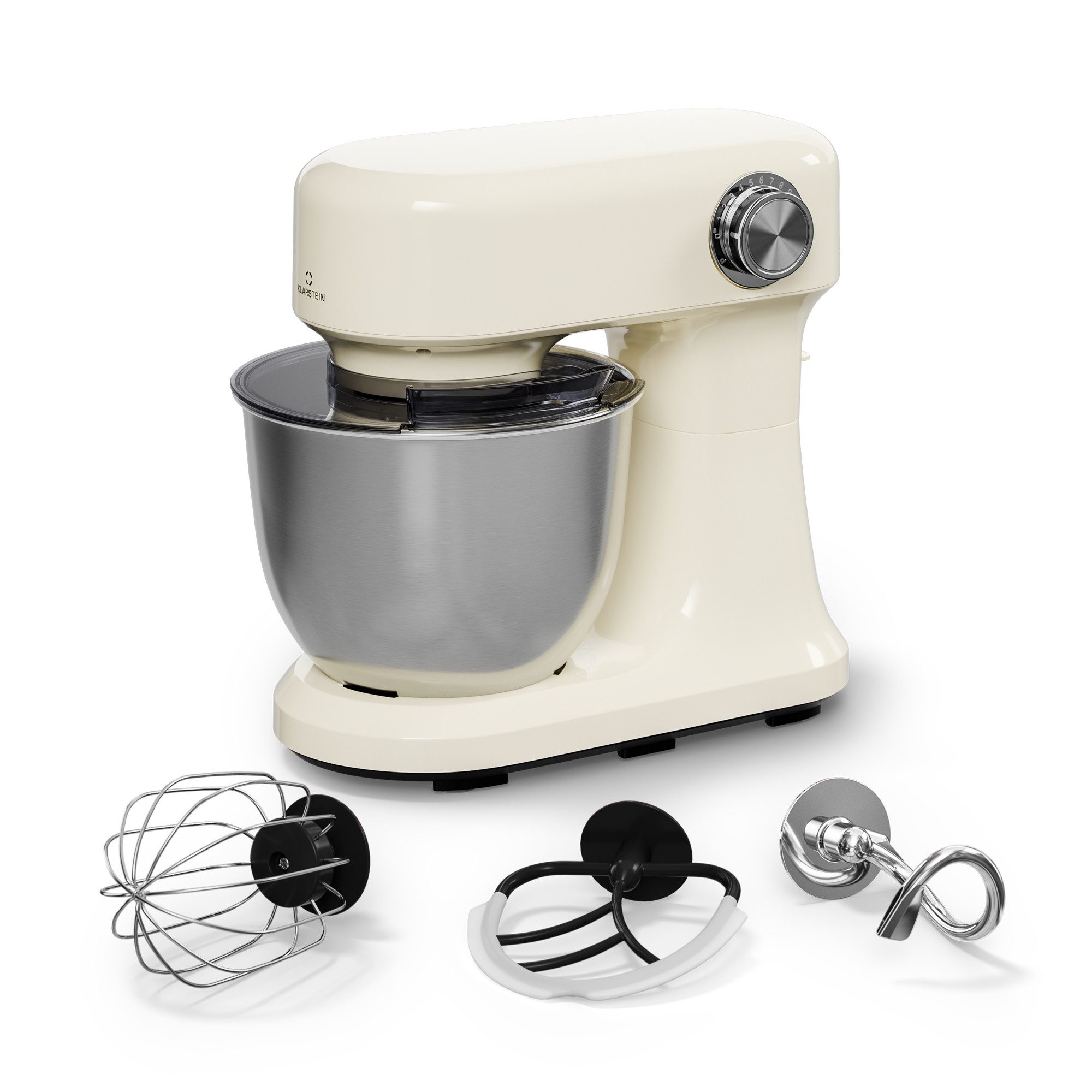 Klarstein Küchenmaschine mit Kochfunktion, 1500 W, 5 l Schüssel, Kompakt Küche maschine 5 L 12 Stufe Pulsfunktion 1500 W Creme