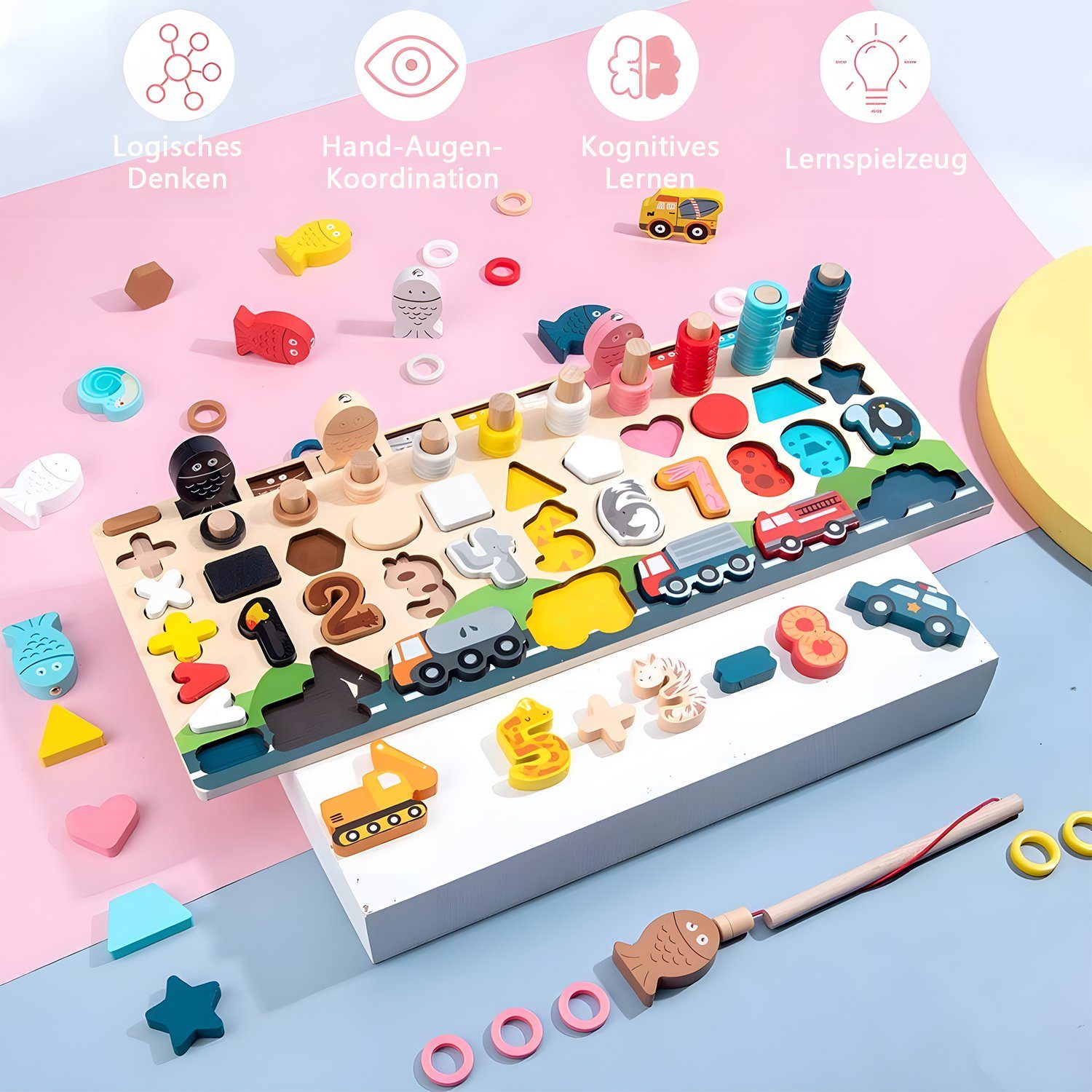 Anzahl Form Passende Spielbrett Kinder Aus Holz Lernspielzeug Zählen Puzzle DHL 