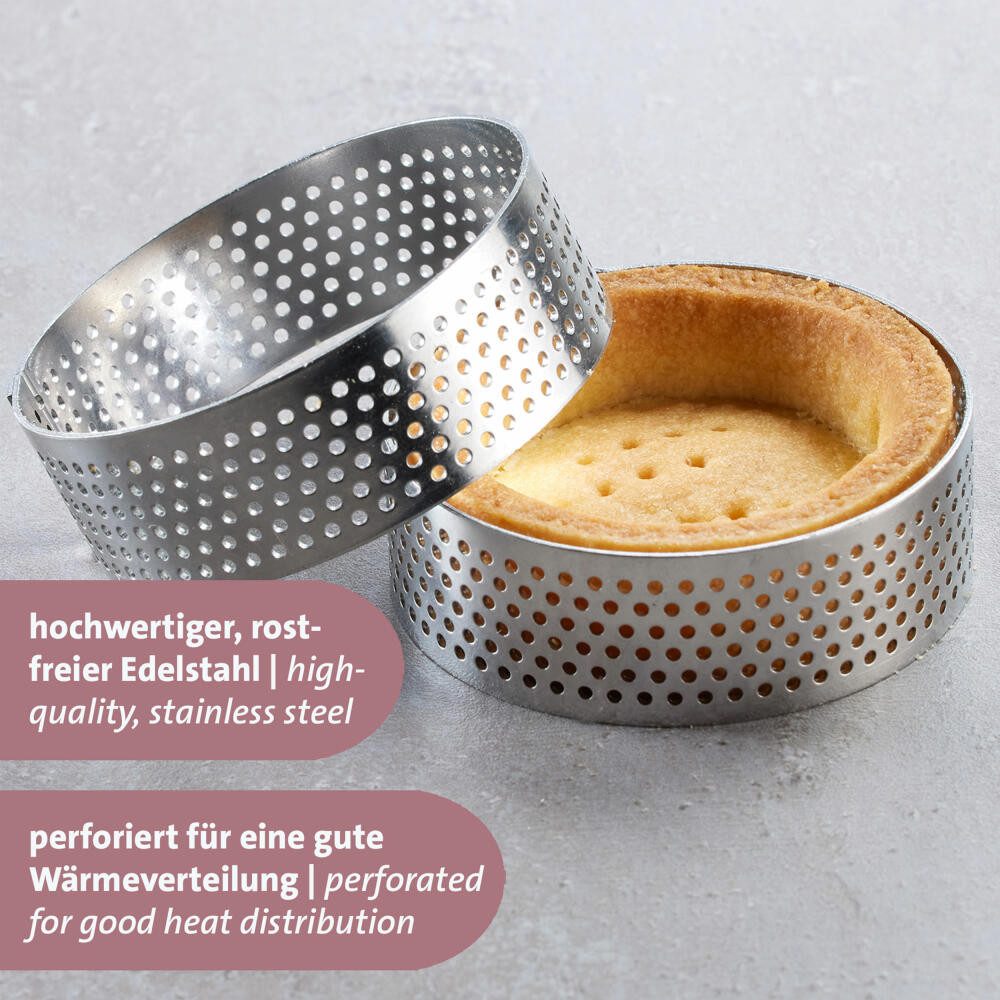 WESTMARK Tarteform Tartelette-Rahmen 4 Stk. – Perfekte Tarte- und Quicheformen, Ø 6 cm, gleichmäßige Wärmeverteilung, rostfreier Edelstahl, ofenfest