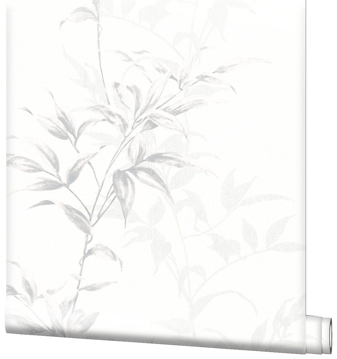 Vliestapete, Marburg floral weiß/grau