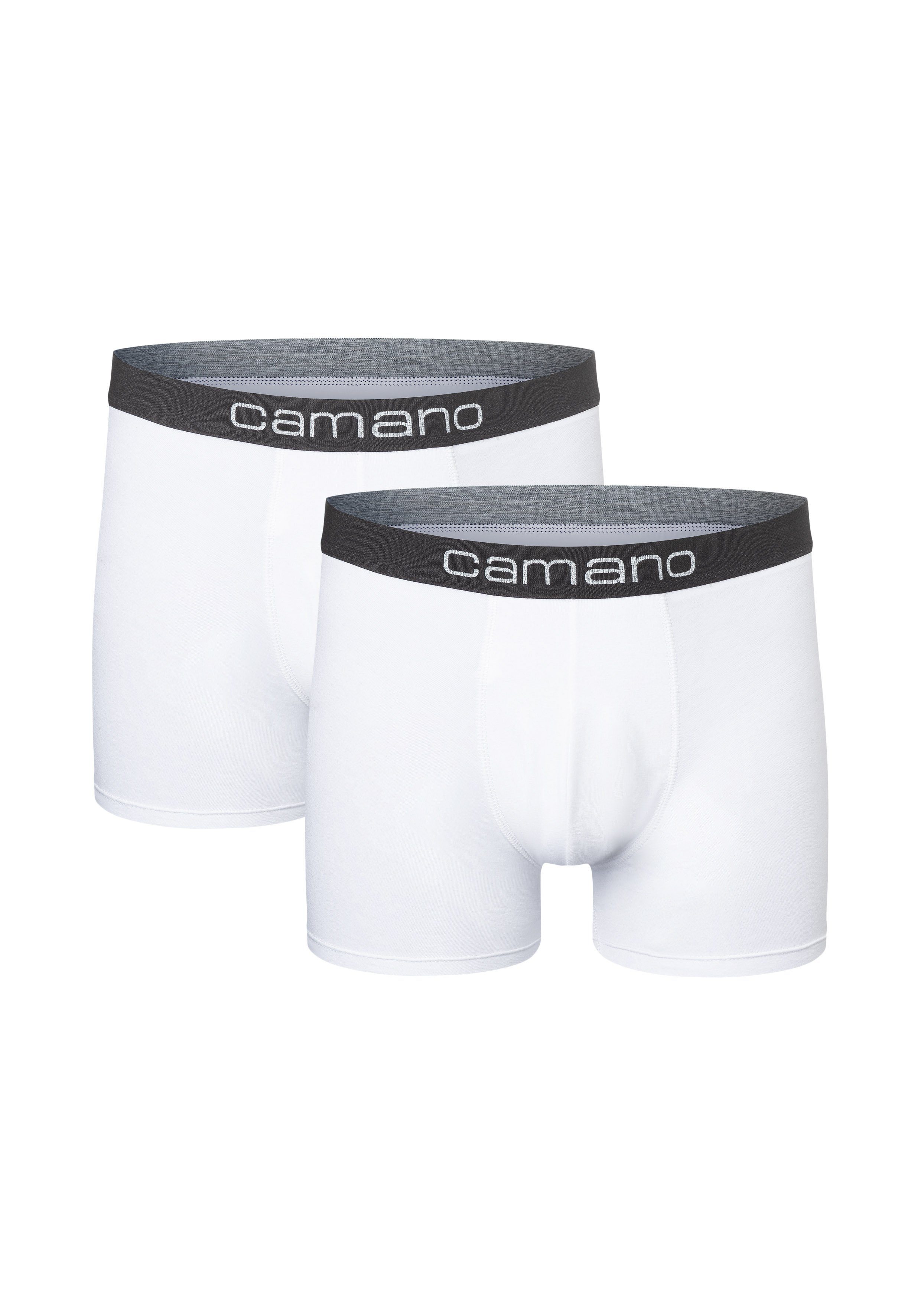 (BCI) weiß Boxershorts Baumwolle Comfort 2er mit Pack nachhaltigerer Camano (2-St)